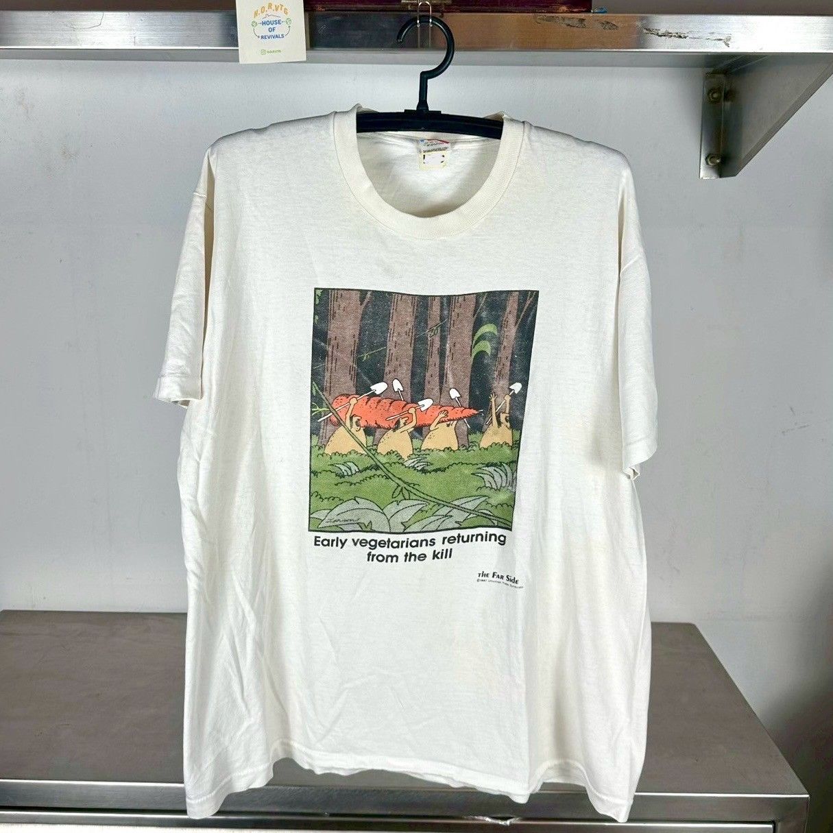 ​Vintage 1987 The Far Side Early Vegetarians Humor Art XL Single Stitch T-Shirt
