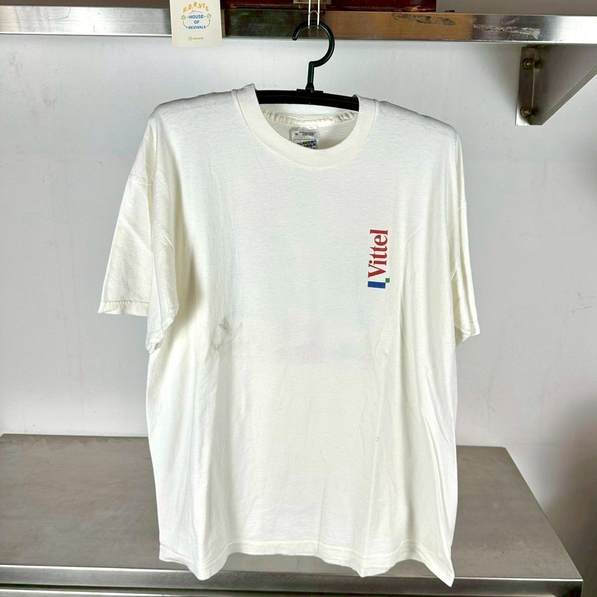 Vintage 90s Vittel Water Company Sports Artwork Promo T-Shirt