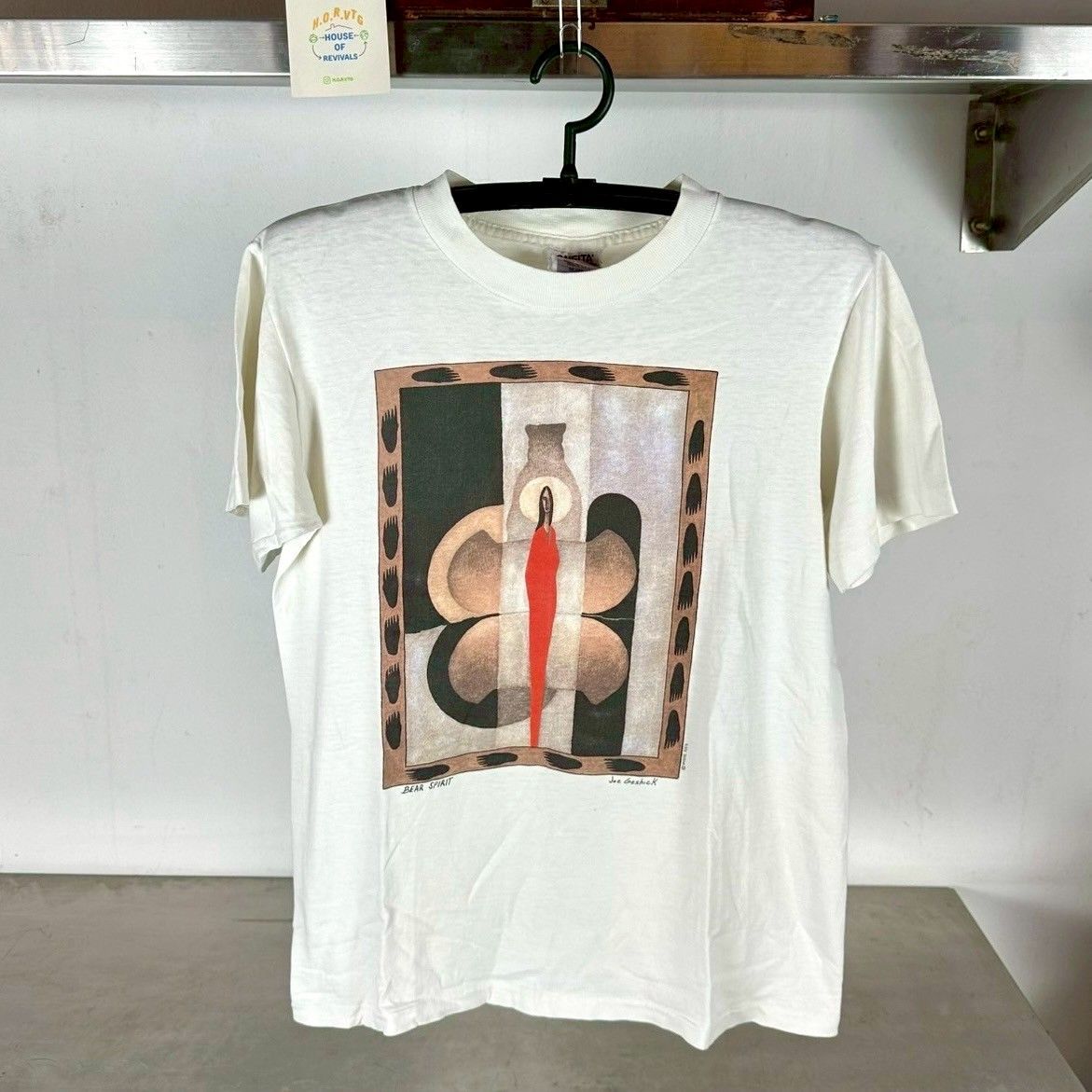 ​Vintage 90s Joe Geschick Bear Spirit Artwork M Single Stitch T-Shirt