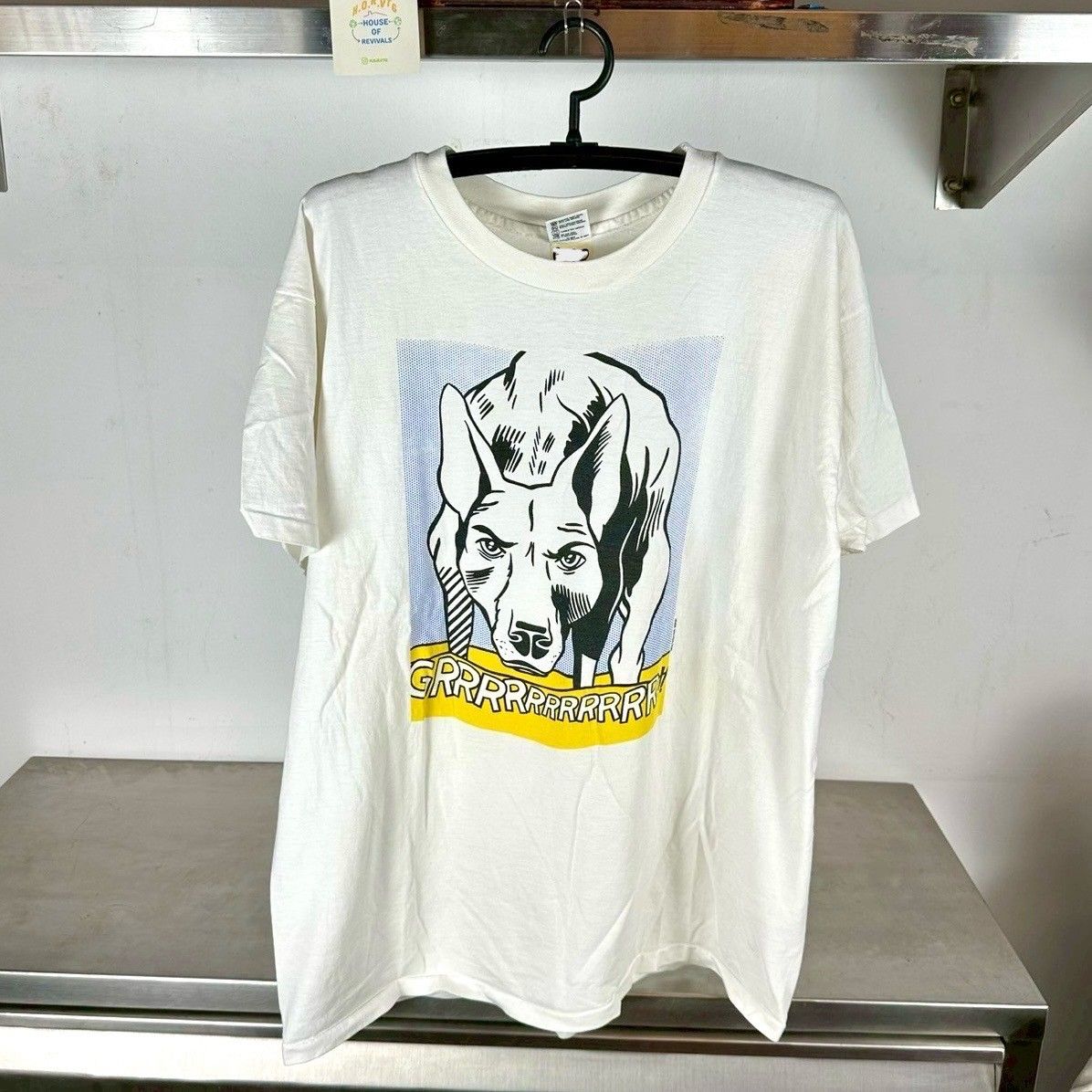 ​Vintage 90s Roy Lichtenstein Dog Artwork XL Single Stitch T-Shirt