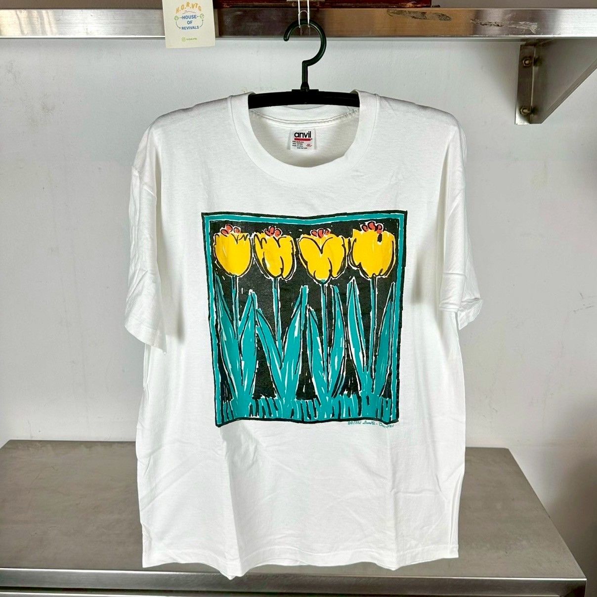 ​Vintage 1992 Texas Chic Flower Artwork XL Single Stitch T-Shirt