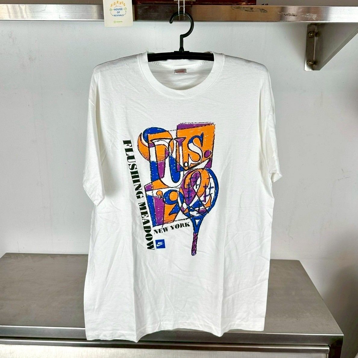 ​Vintage Nike 1992 Flushing Meadows New York Tennis Promo Large Single Stitch T-Shirt