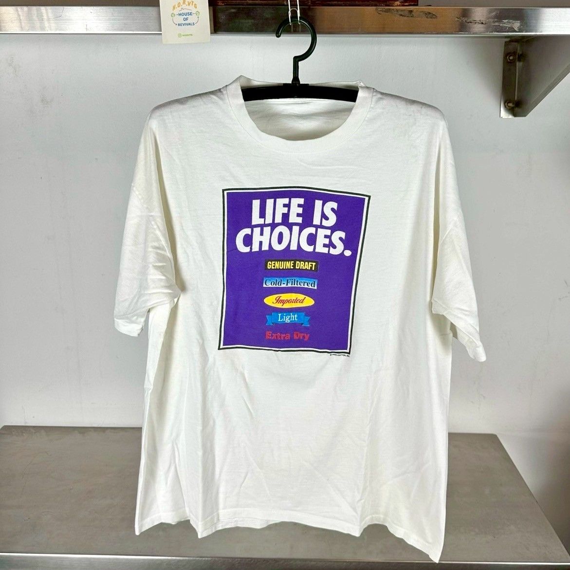 ​Vintage 90s Life Is Choices Beer Typography Promo XL T-Shirt
