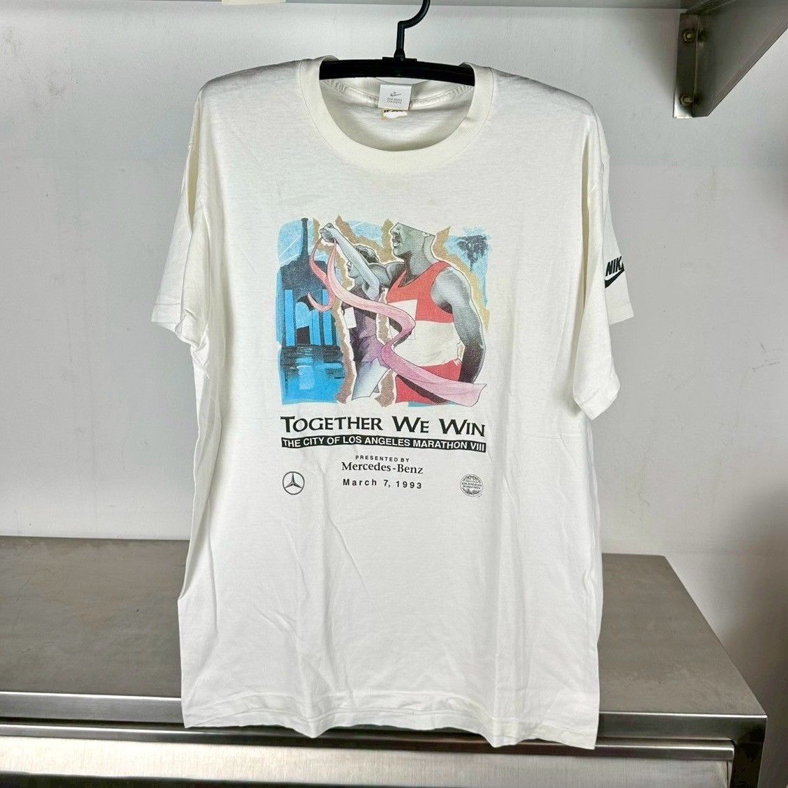 ​Vintage Nike 1993 Mercedes Benz LA Marathon Promo XL Single Stitch T-Shirt