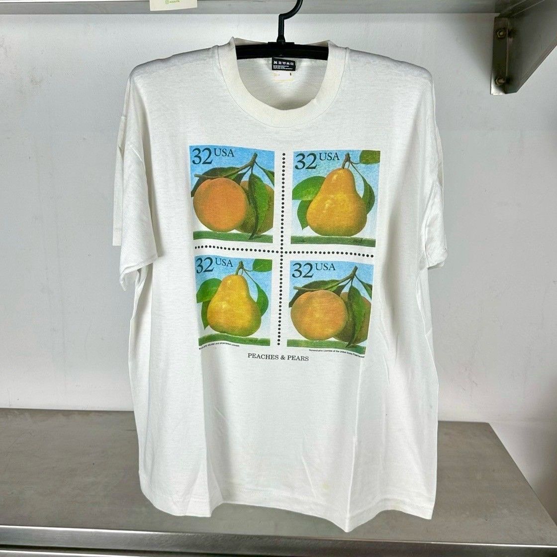 ​Vintage 1995 Peaches &amp; Pears USPS Stamp Artwork XL Single Stitch T-Shirt