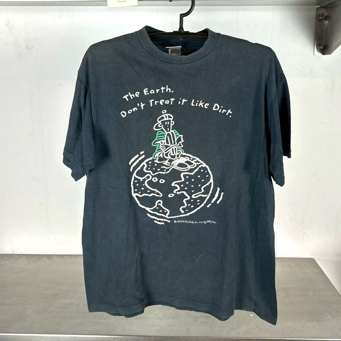 ​Vintage 1985 Fido Dido Don&#39;t Treat The Earth Like Dirt Cartoon Large Single Stitch T-shirt