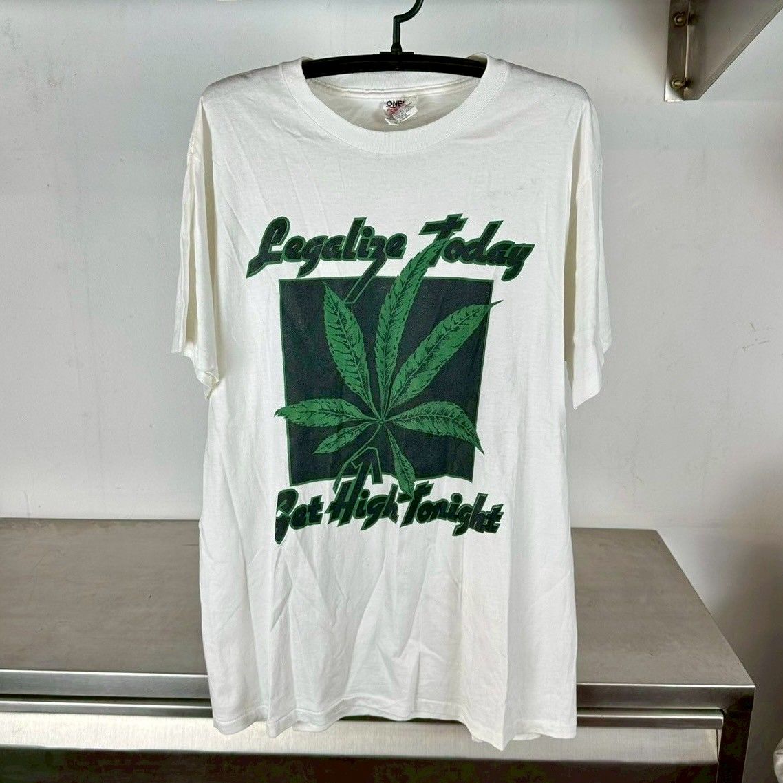 ​​​Vintage 90s Marijuana Legalize Today Get High Tonight XL Single Stitch T-Shirt