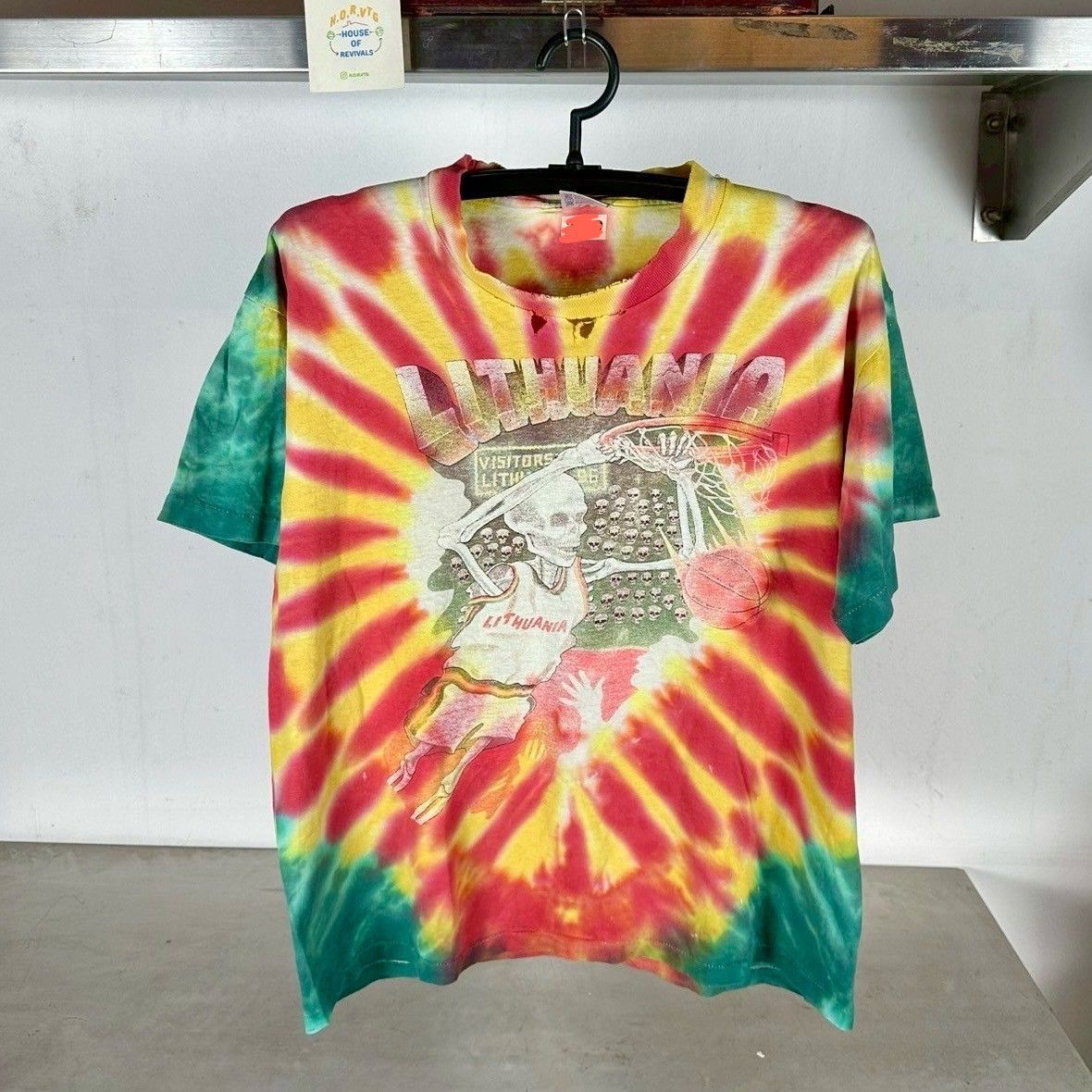 ​​​Vintage 1992 Grateful Dead Lithuania Olympics Disstressed Tie-dye Rock Band Large Single Stitch T-Shirt