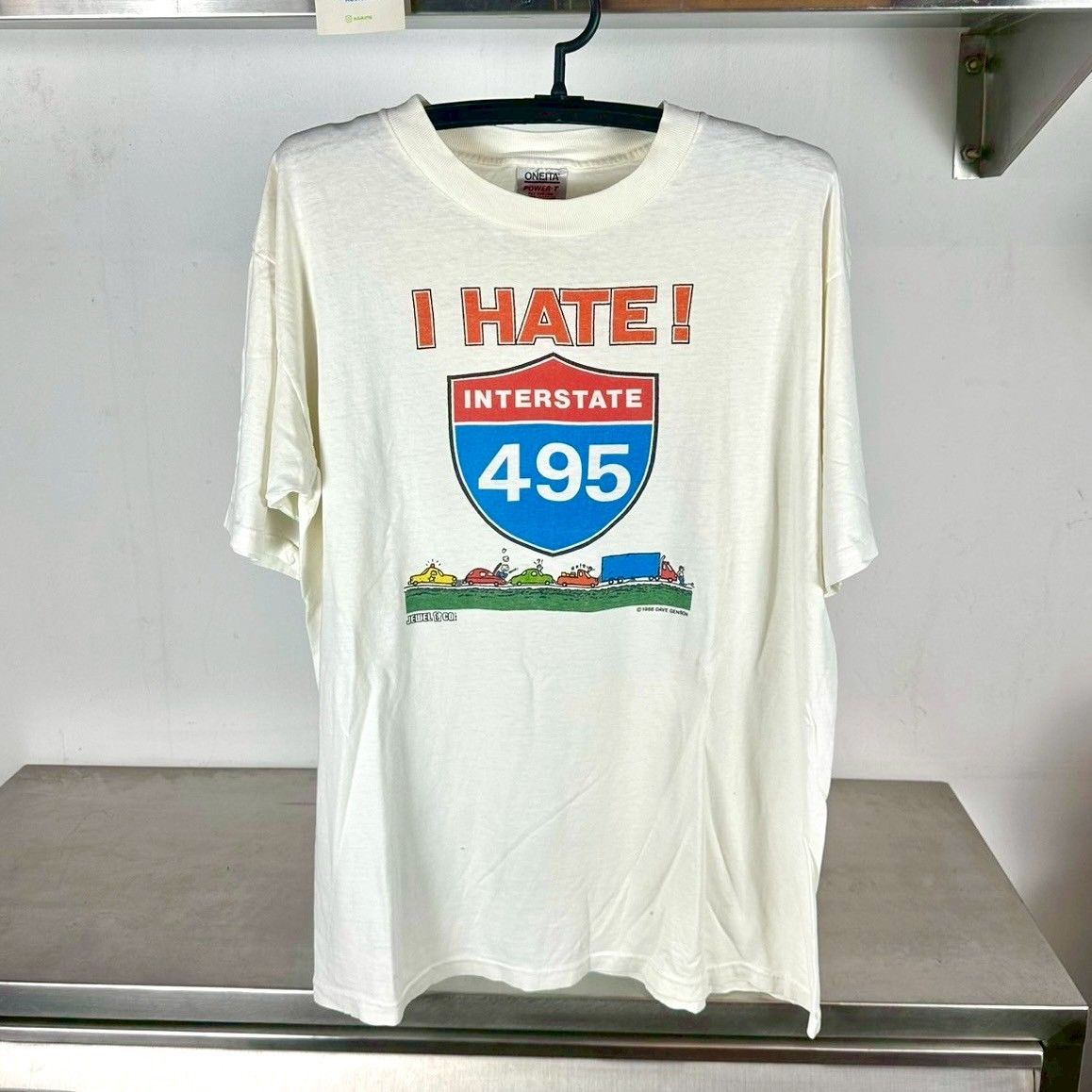 ​​Vintage 1988 I Hate Interstate 495 Dave Genson Humor Artwork XL Single Stitch T-Shirt