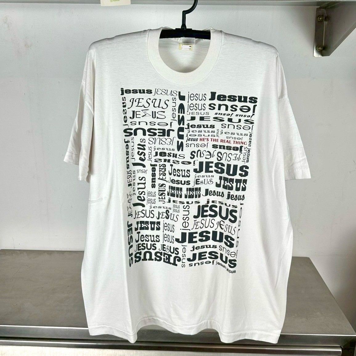 ​​Vintage 90s Jesus Christ Religion Typography Graphic 2XL Single Stitch T-Shirt