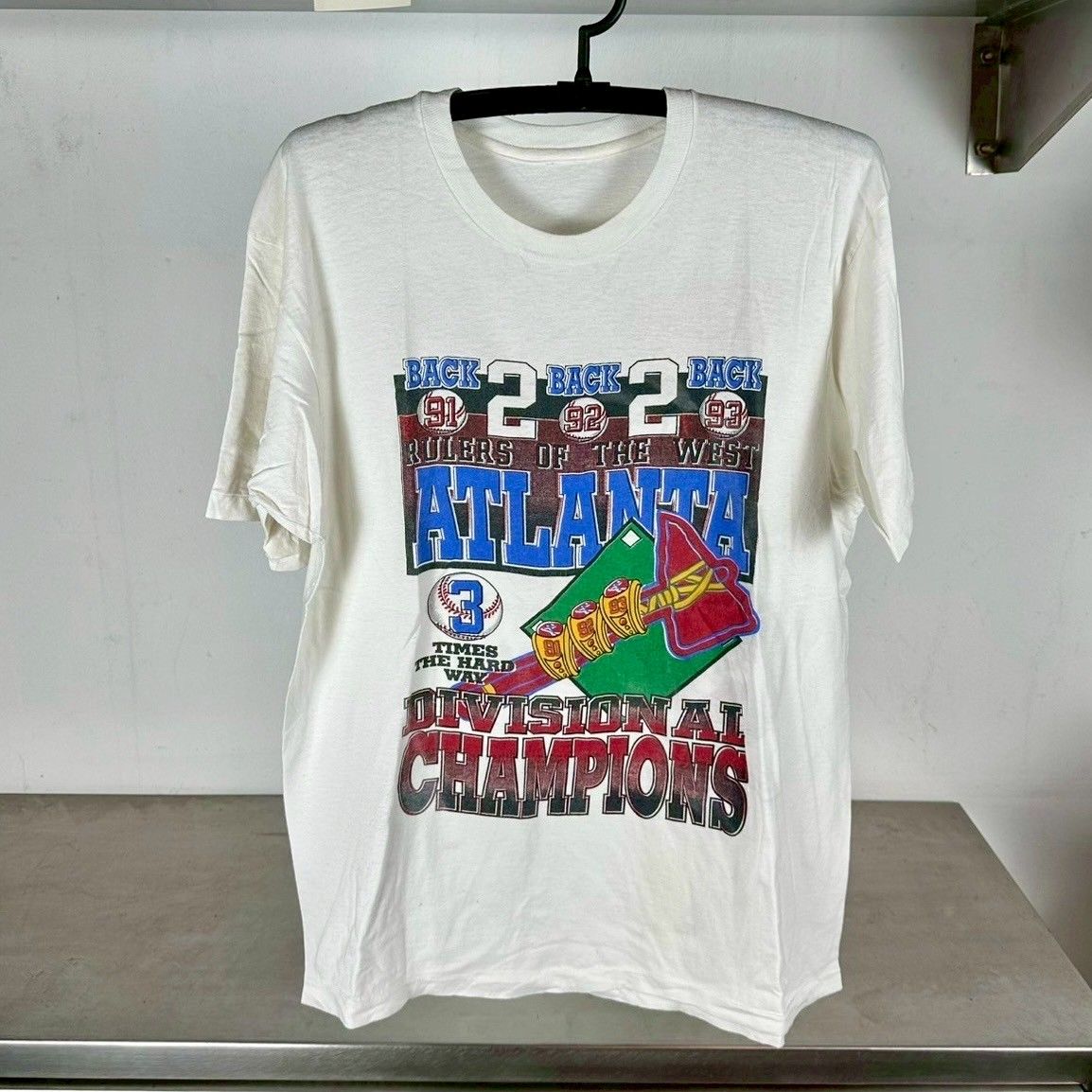​Vintage 1993 Atlanta Braves 3 Peat Rulers of the West MLB Large T-Shirt