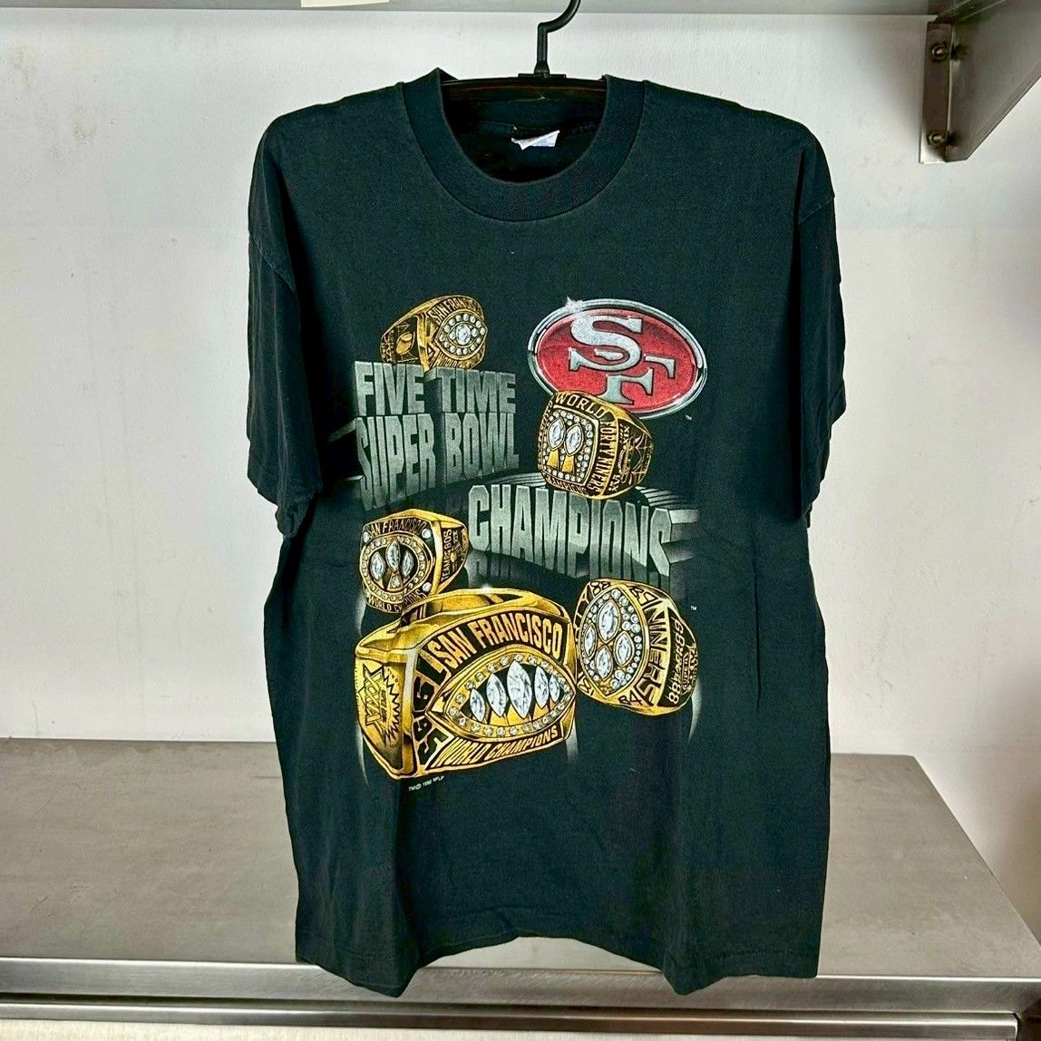 ​​Vintage 1995 San Francisco 49ers 5 Time Champions Rings NFL​ T-shirt