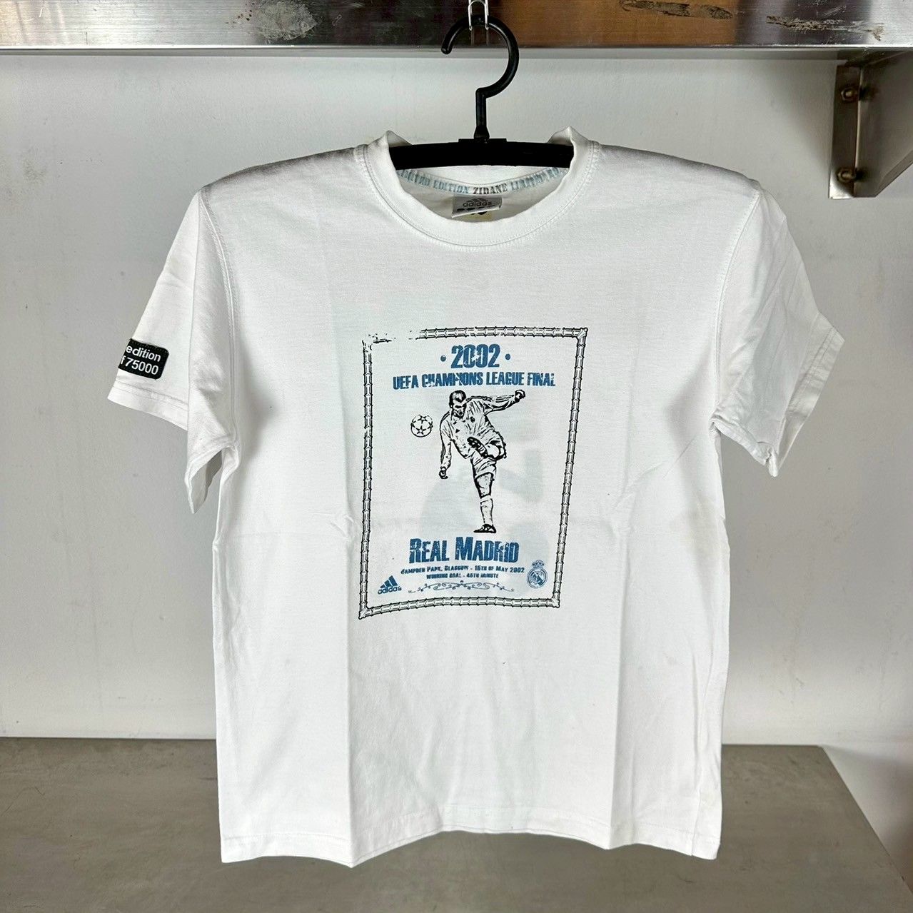 ​​​​​​​​​Vintage Adidas 2002 Real Madrid Zidane Volley Champions League Soccer​ T-shirt