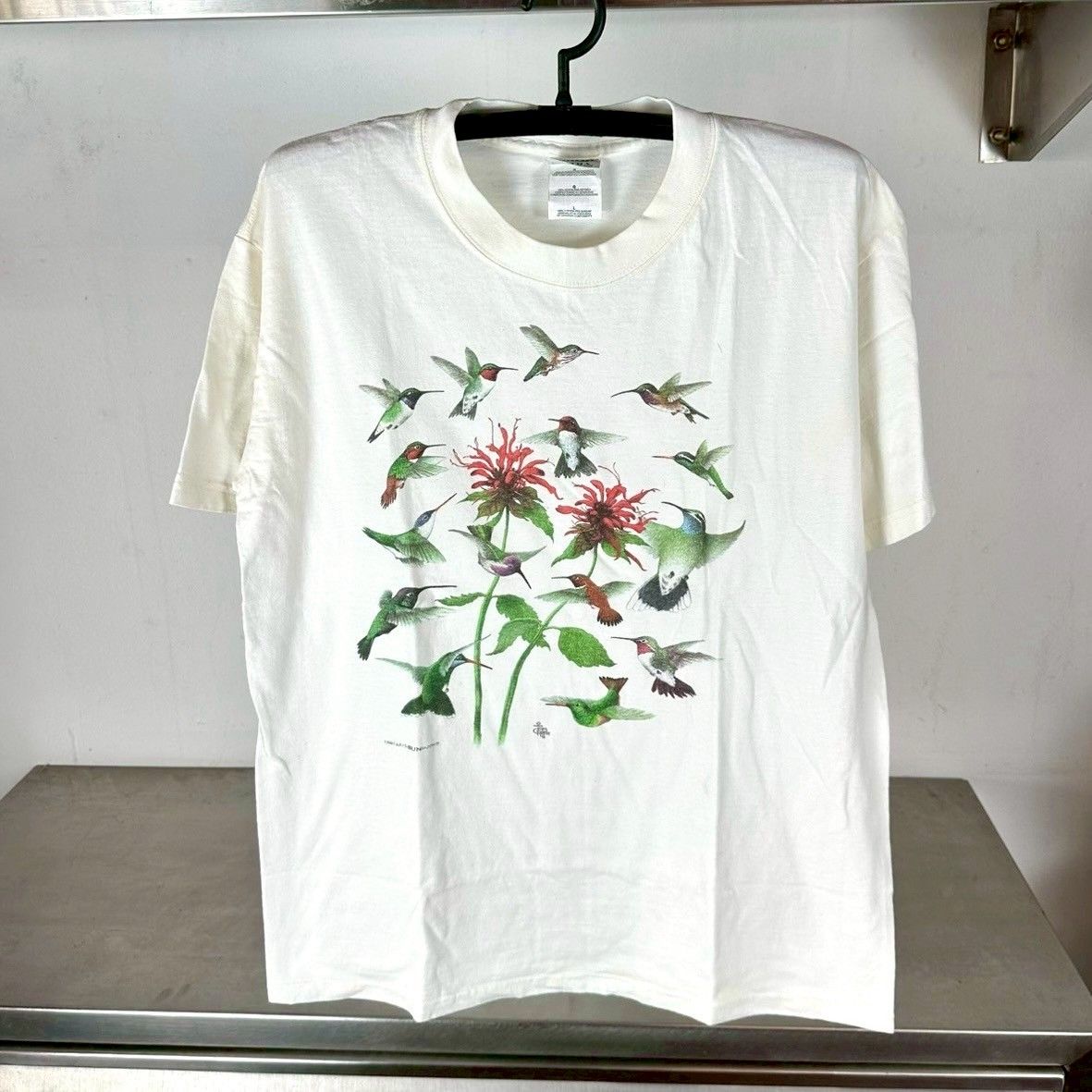 ​​​Vintage 1999 Birds Flowers Earth Sun Moon Nature Artwork T-shirt