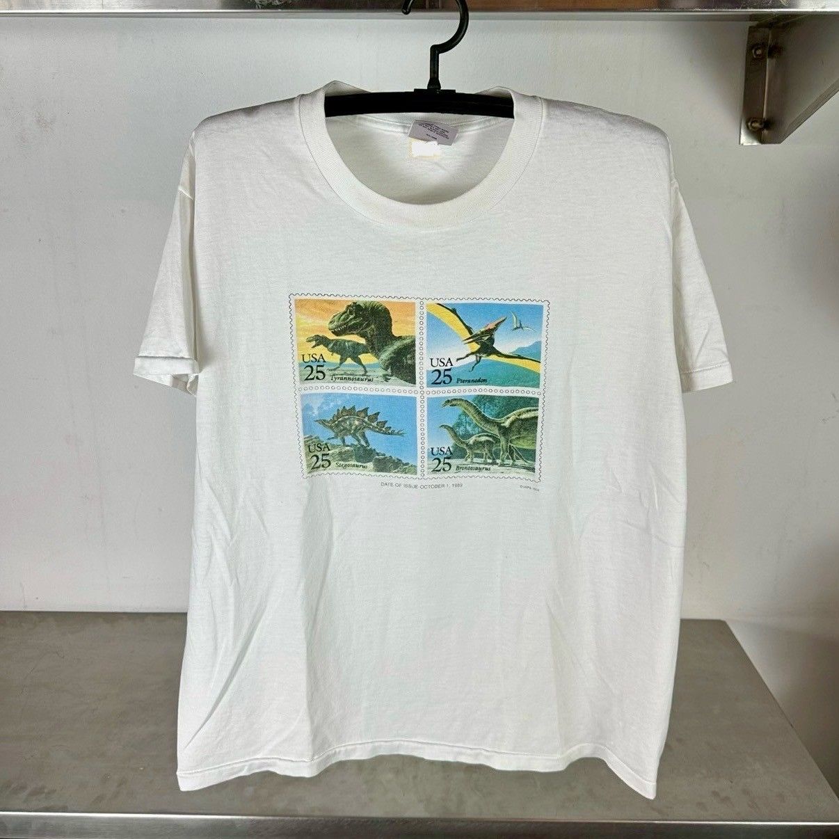 Vintage 1989 Dinosaurs USPS Stamp Artwork T-shirt