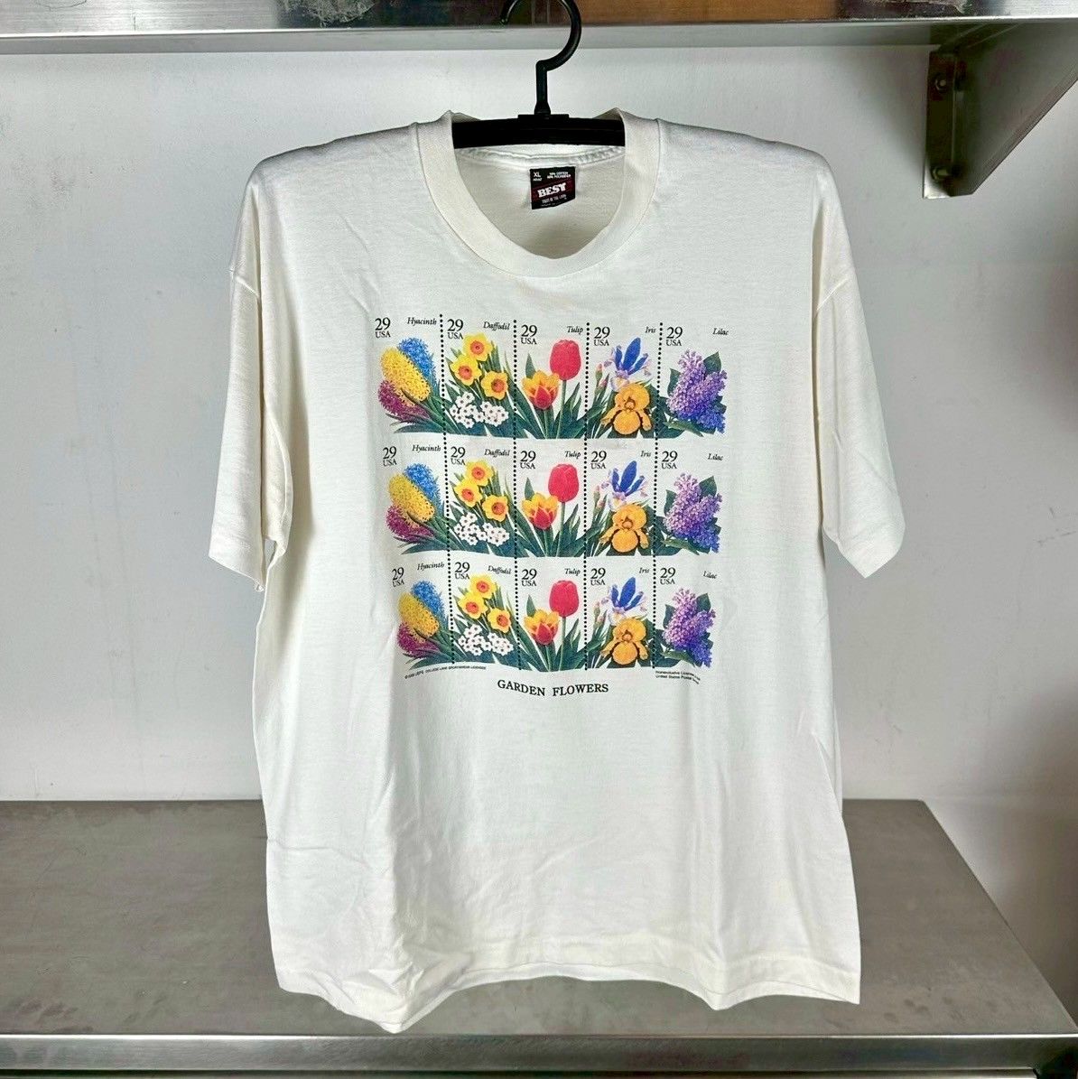 ​Vintage 1993 Garden Flowers USPS Stamp Artwork T-shirt