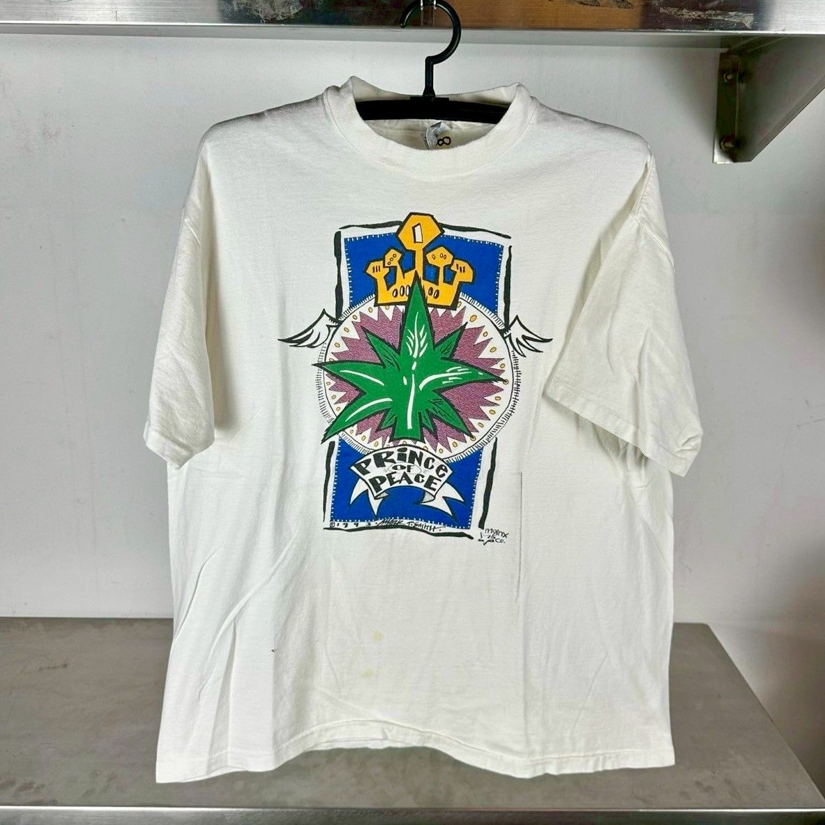 ​Vintage 90s Prince of Peace Marijuana Weed Humor Graphic T-shirt