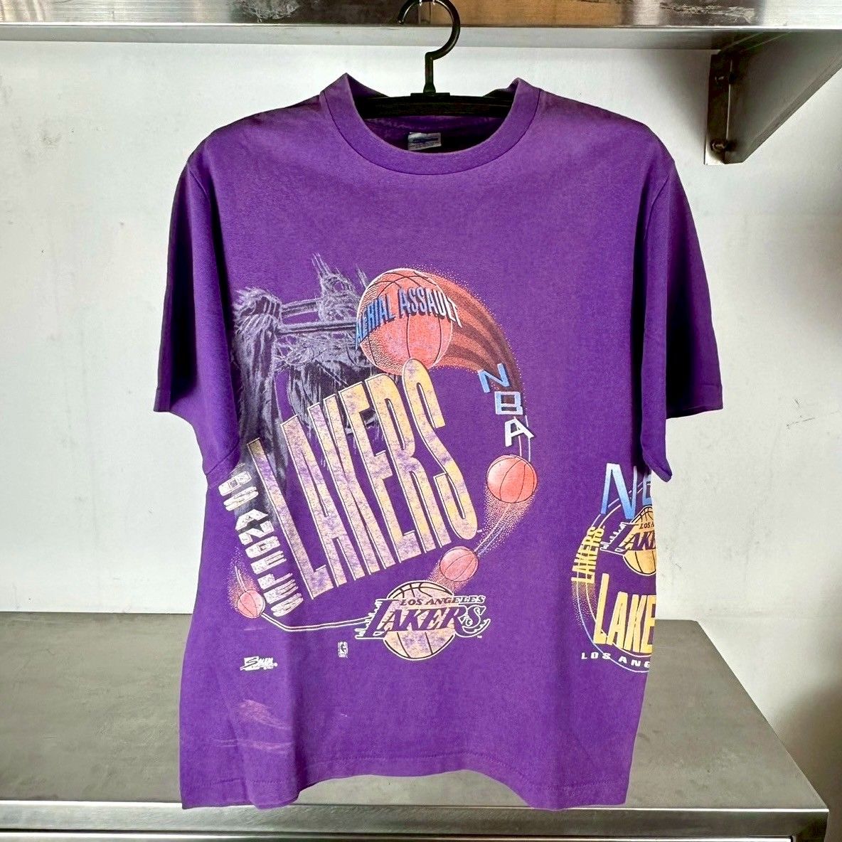 ​​Vintage 1992 LA Lakers Aerial Assault AOP NBA T-shirt