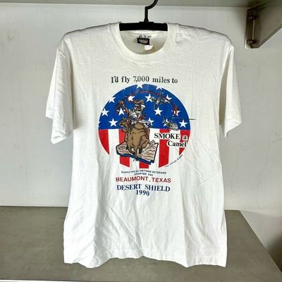 ​​​​​​​Vintage 1990 I'd Fly 7000 Miles to Smoke a Camel Humor T-shirt