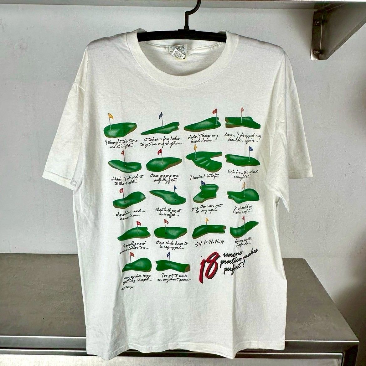 ​Vintage 90s Golf 18 Reasons Practice Makes Perfect! Nutmeg T-shirt