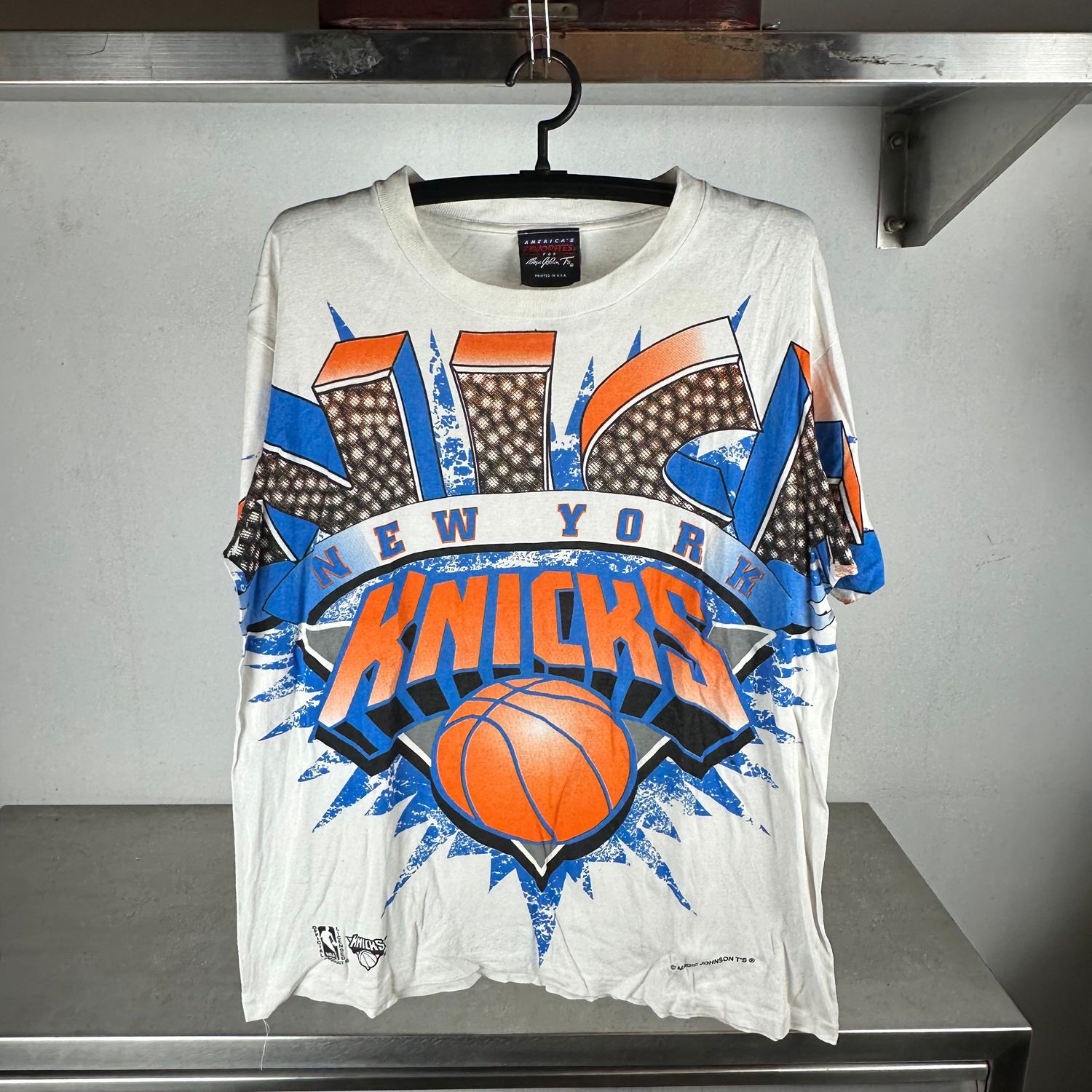 ​​Vintage 90s New York Knicks All Over Print AOP NBA T-Shirt