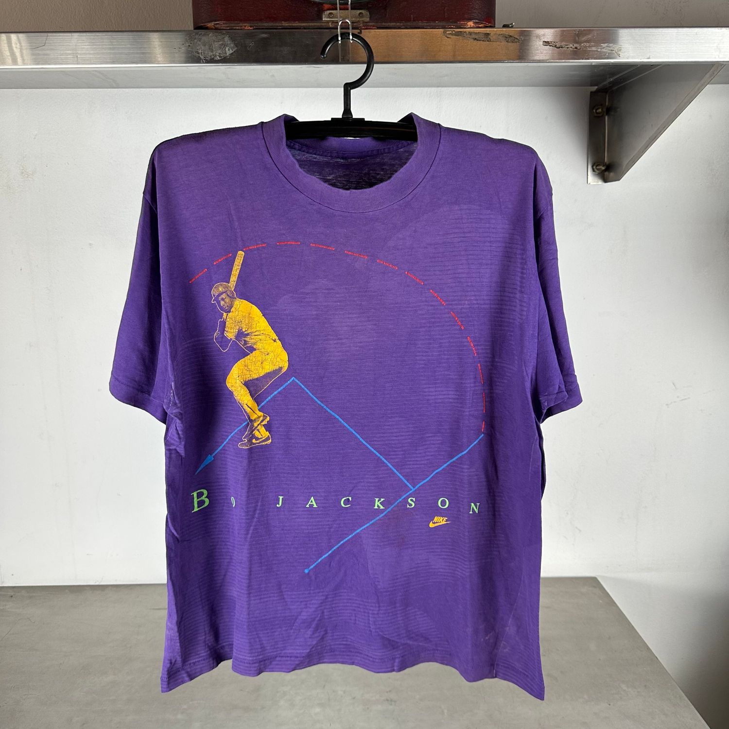 ​Vintage Nike 90s Bo Jackson Baseball Graphic Single Stitch T-shirt