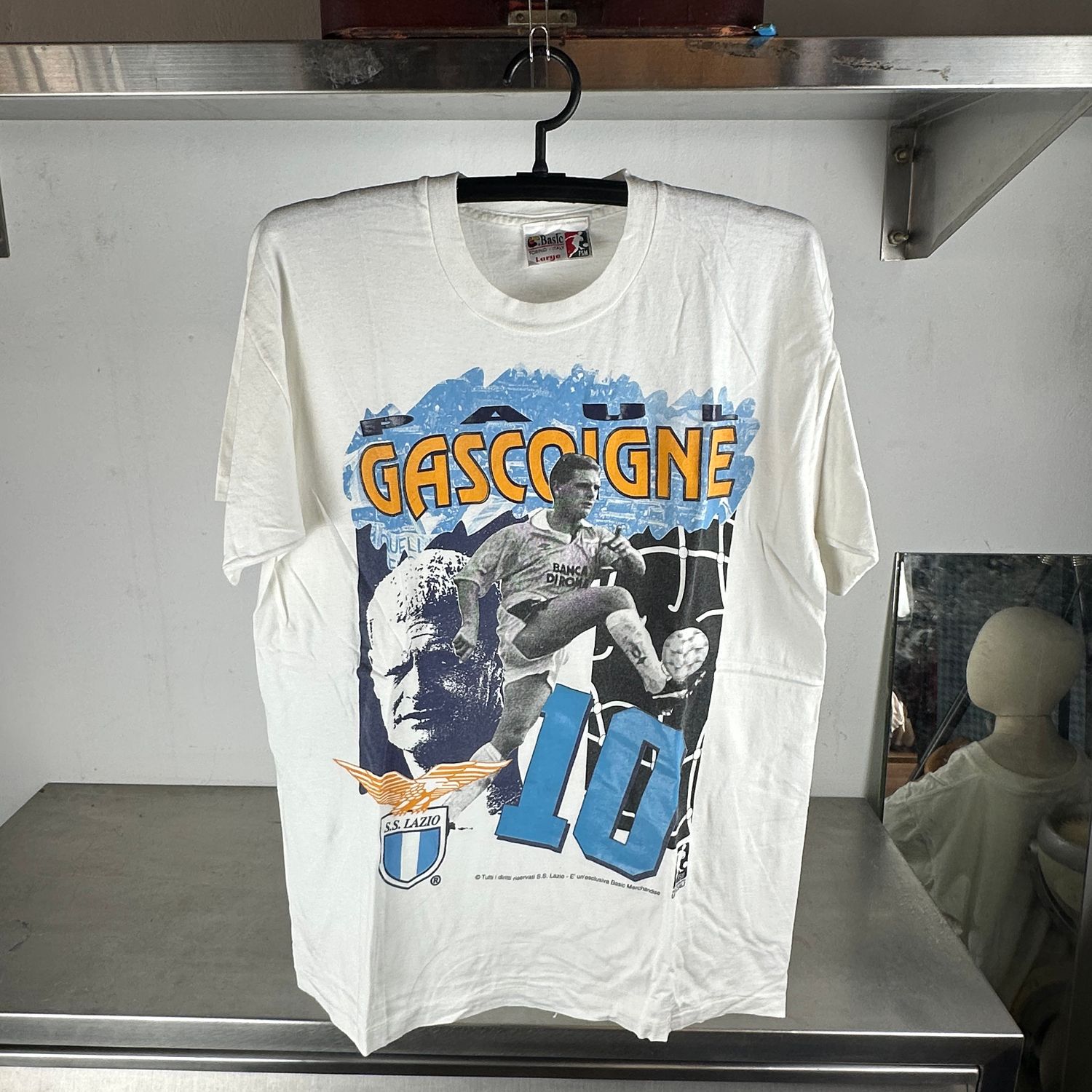 Vintage 90s Paul Gascoigne SS Lazio Soccer Player T-shirt