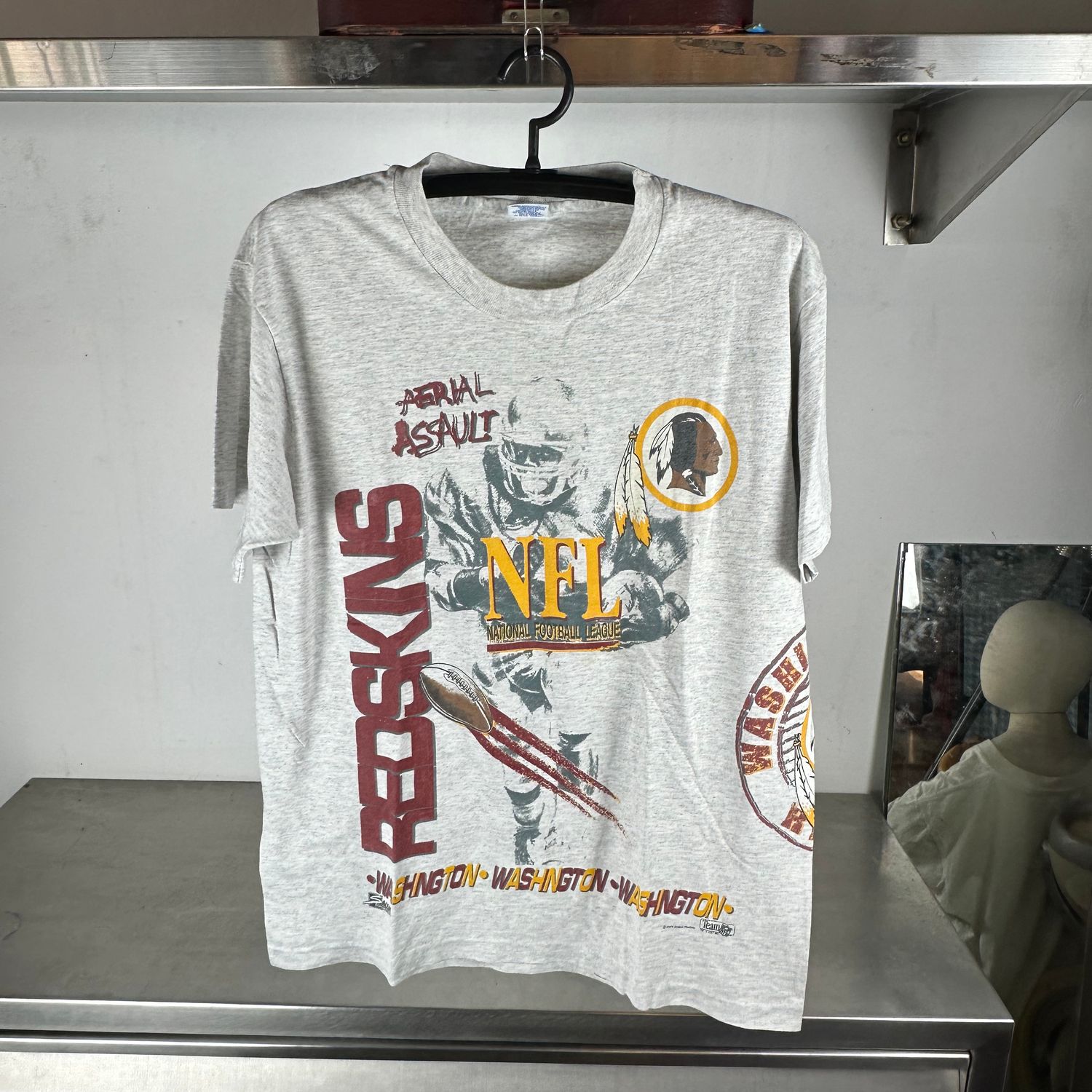 ​Vintage 1991 Washington Redskins Aerial Assault AOP NFL T-shirt