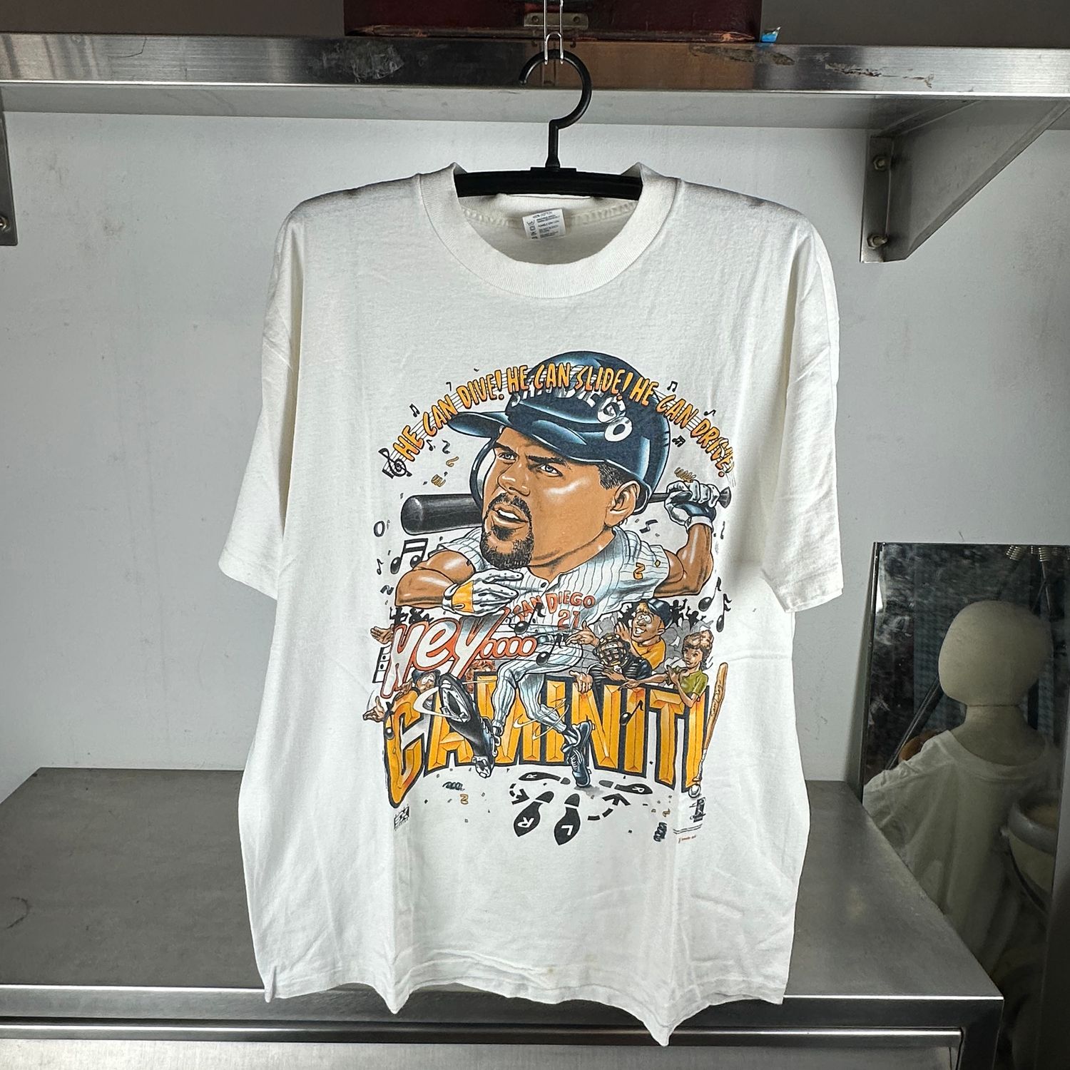 ​​Vintage 90s Ken Caminiti San Diego Padres MLB Caricature T-shirt