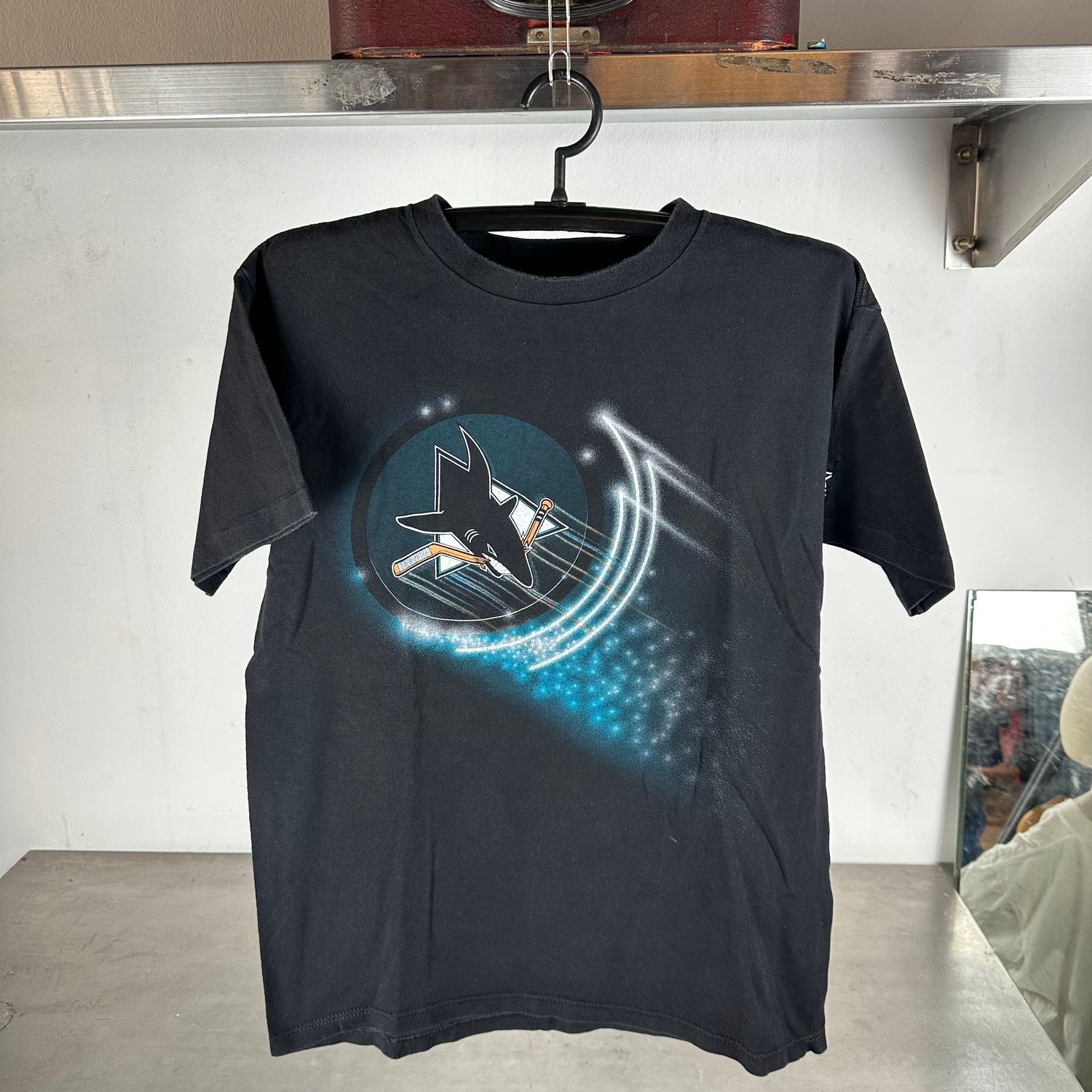 ​Vintage 90s San Jose Sharks NHL Starter Graphic Large T-Shirt