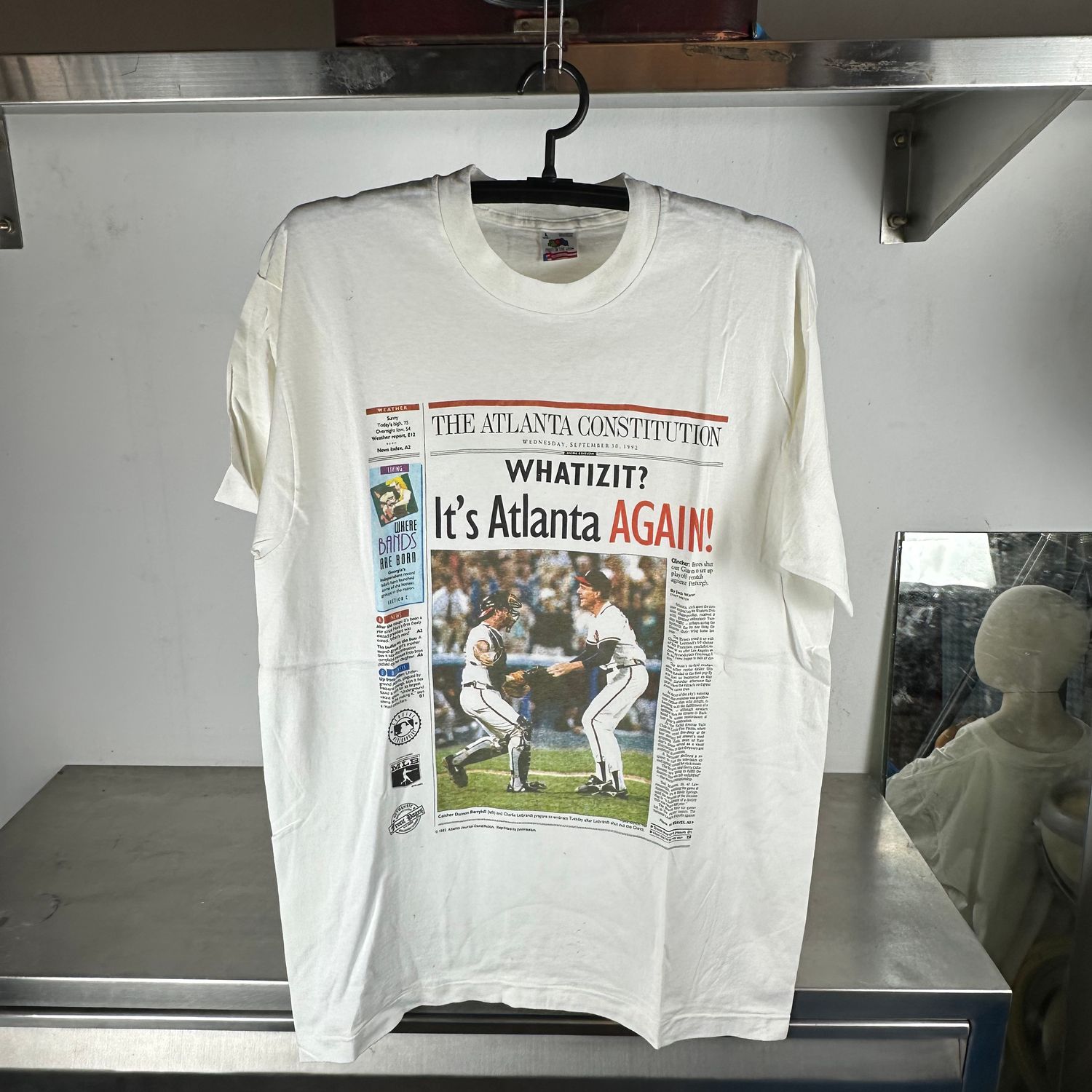 ​​​​​Vintage 1992 Atlanta Braves It's Atlanta Again! MLB Newspaper T-Shirt