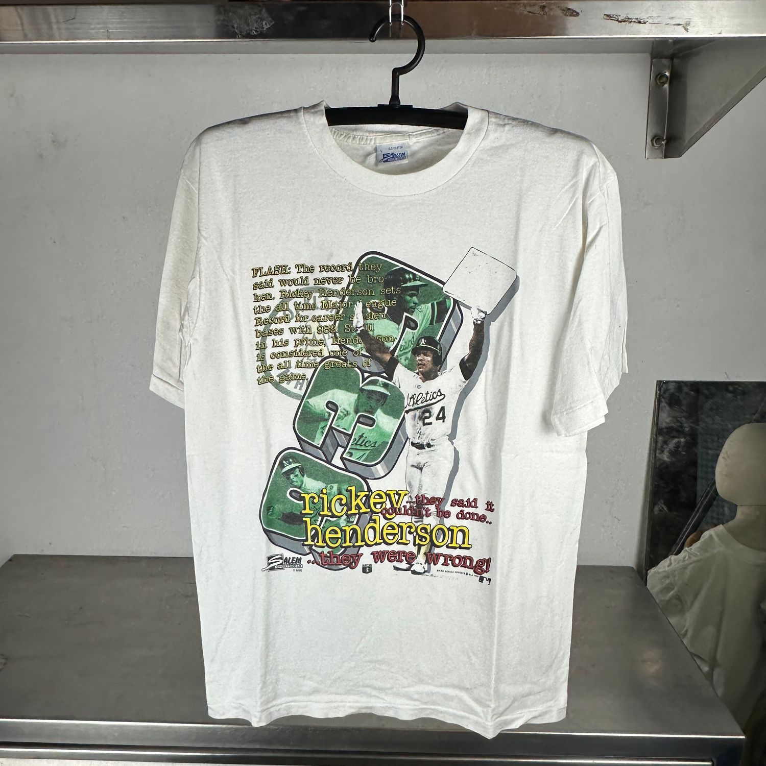 ​Vintage 1990 Rickey Henderson Oakland Athletics MLB Salem Sportswear T-Shirt