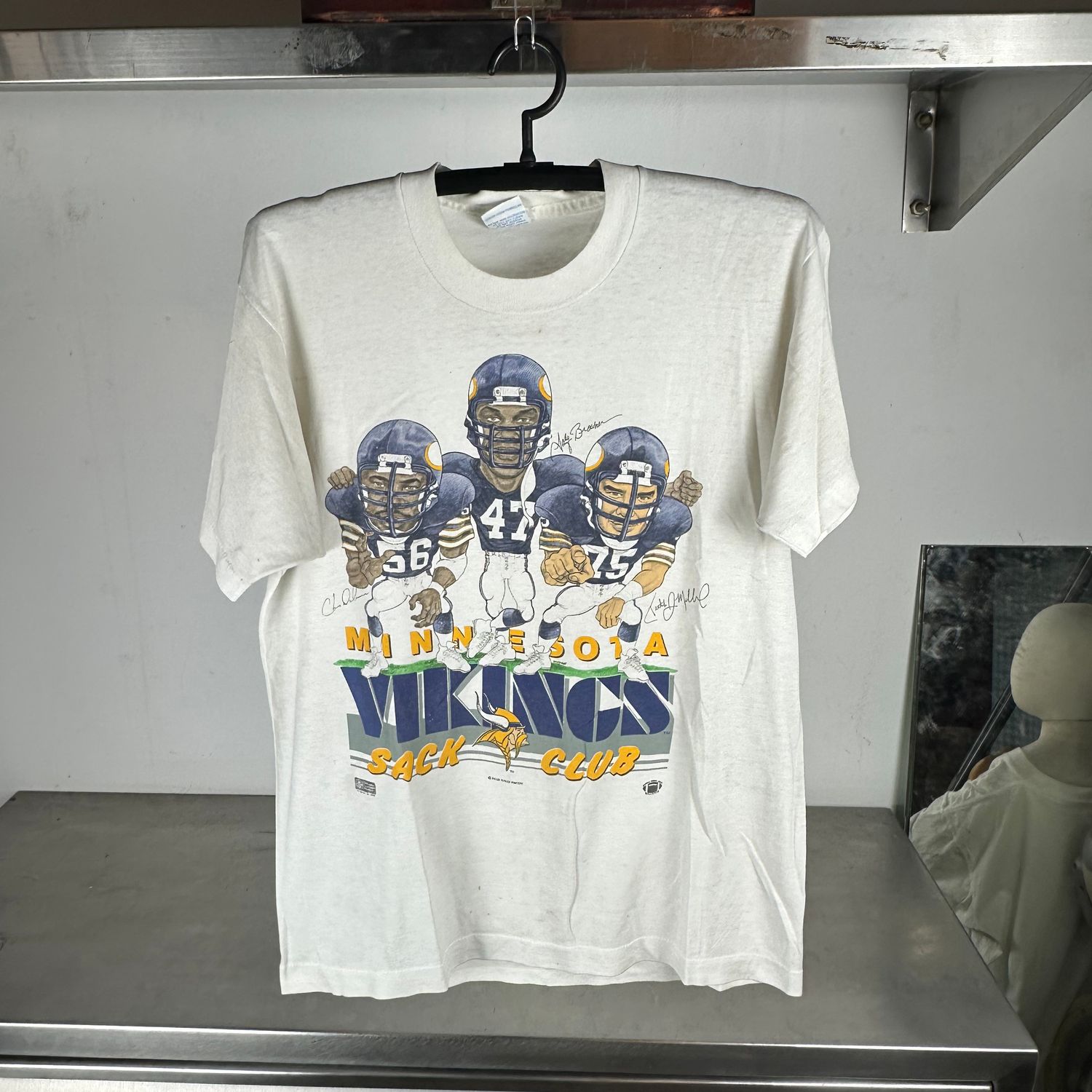 ​Vintage 1987 Minnesota Vikings Sack Club NFL Caricature T-Shirt