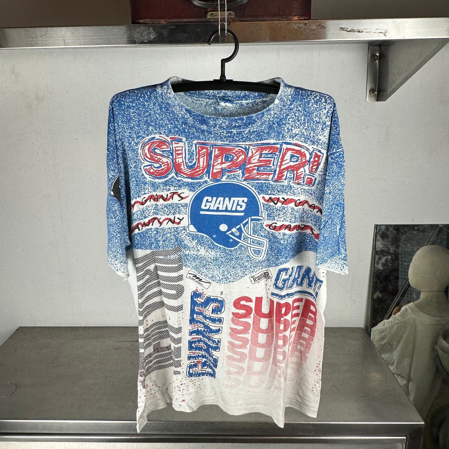 ​Vintage 90s New York Giants Super! NFL All Over Print AOP XL T-Shirt