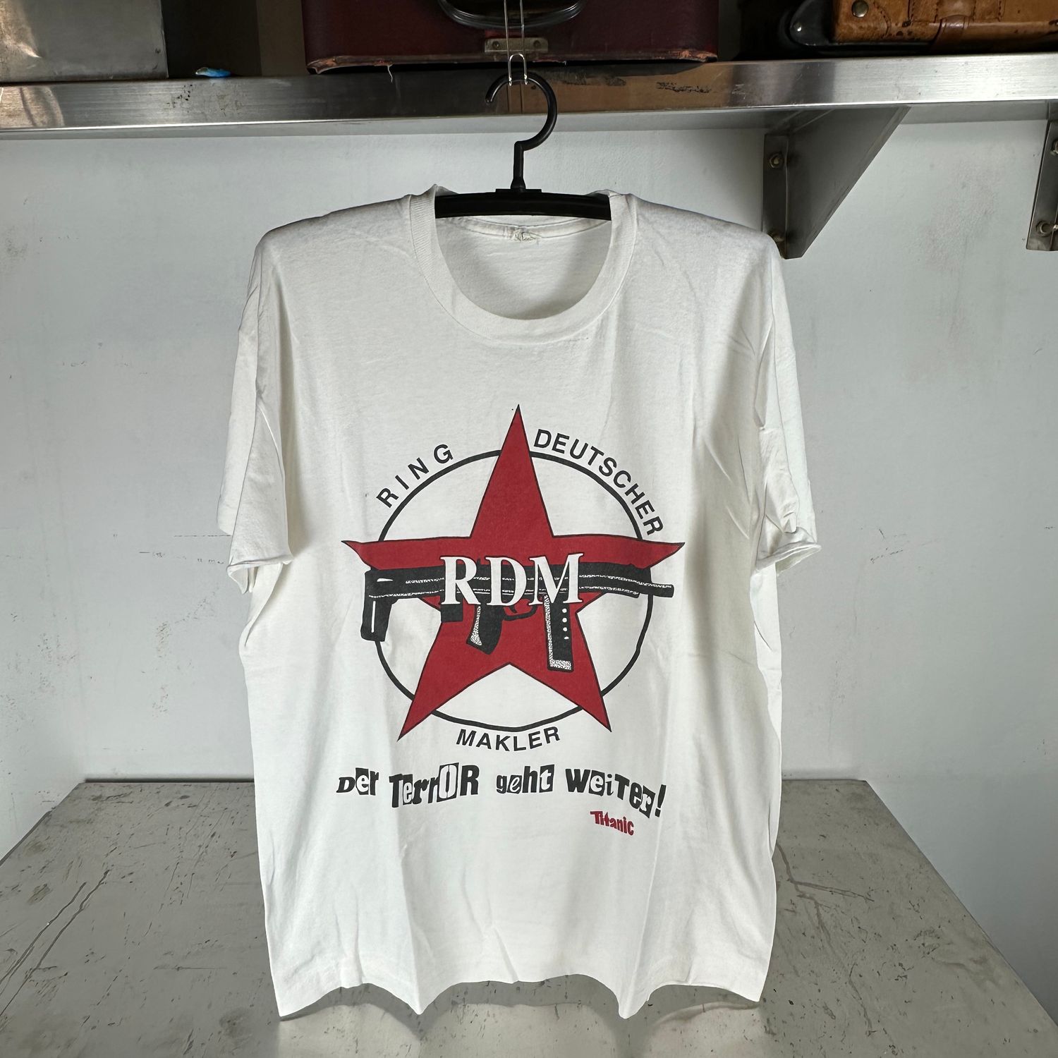 ​Vintage 80s RDM Ring Deutscher Makler Graphic XL T-Shirt
