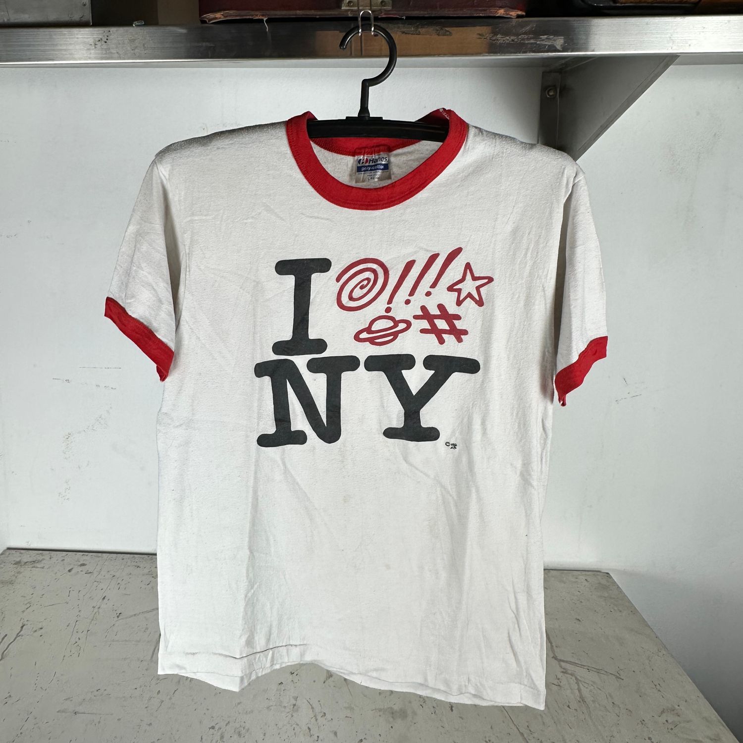 Vintage 1986 I Love New York Artwork Ringer T-Shirt