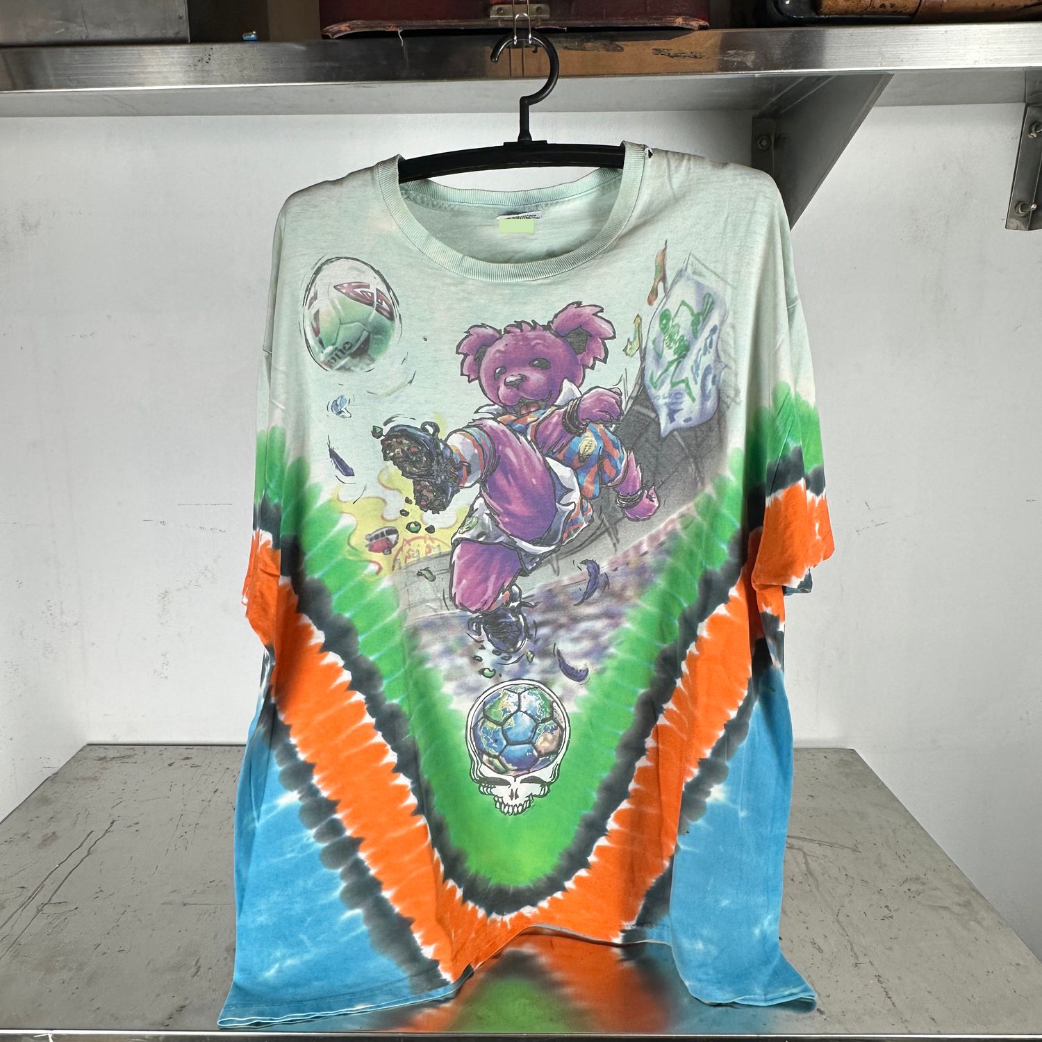 ​Vintage 90s Grateful Dead Bear Soccer Tie-Dye Liquid Blue AOP T-Shirt