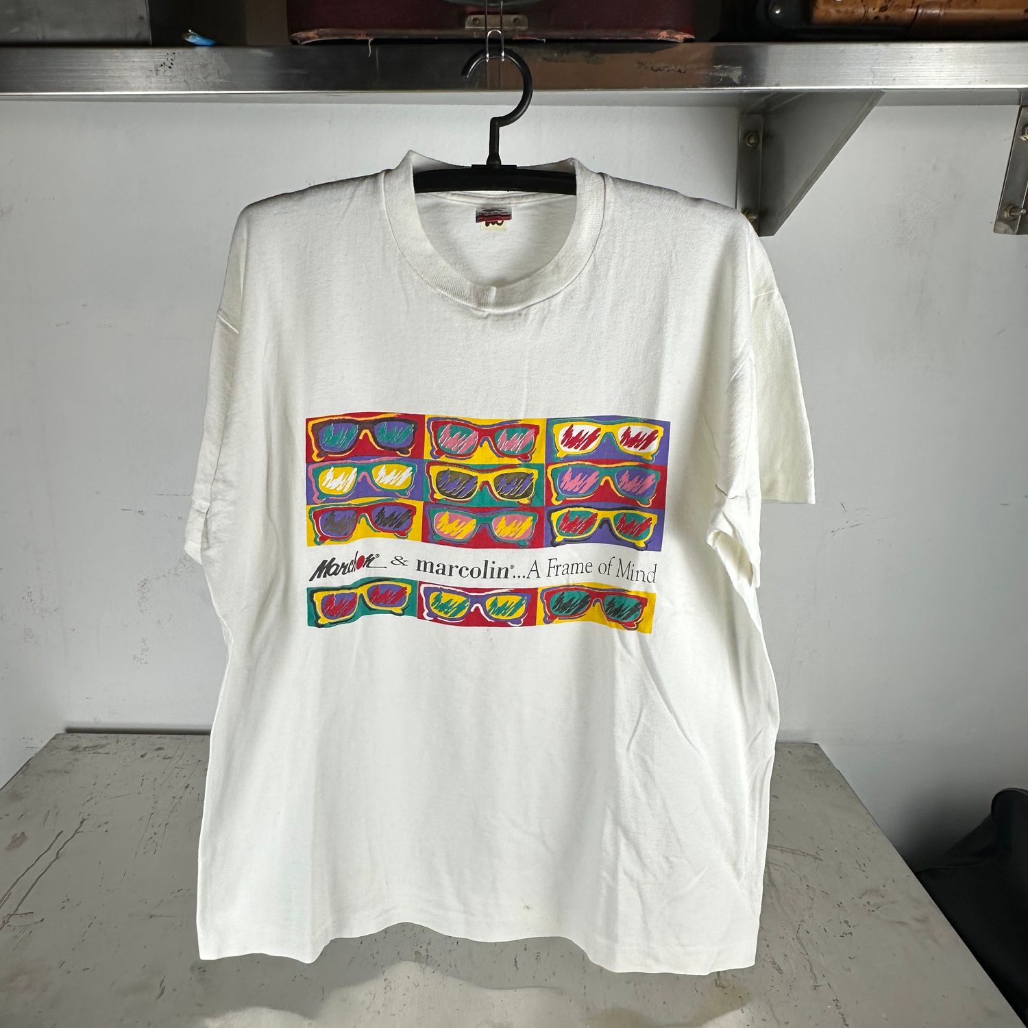 ​​Vintage 90s Marchon &amp; Marcolin Eyewear A Frame of Mind Artwork T-shirt