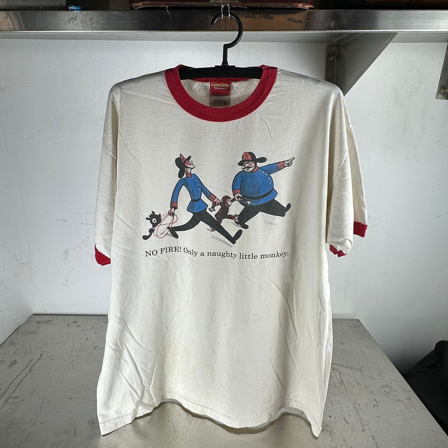 ​​Vintage 1995 Curious George Naughty Little Monkey Graphic Ringer T-shirt