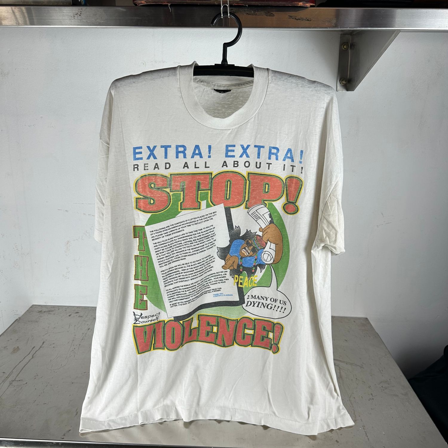 ​​Vintage 80s Stop Violence! Gang Violence African American T-shirt