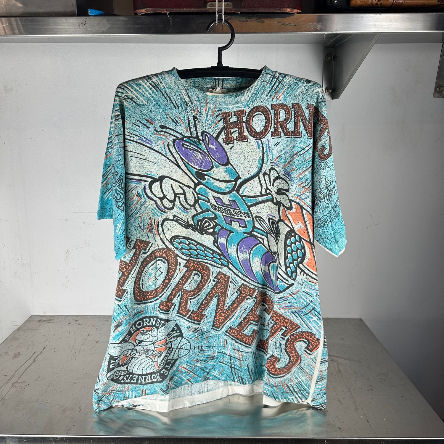 ​​​​Vintage 90s Charlotte Hornets All Over Print NBA AOP T-shirt