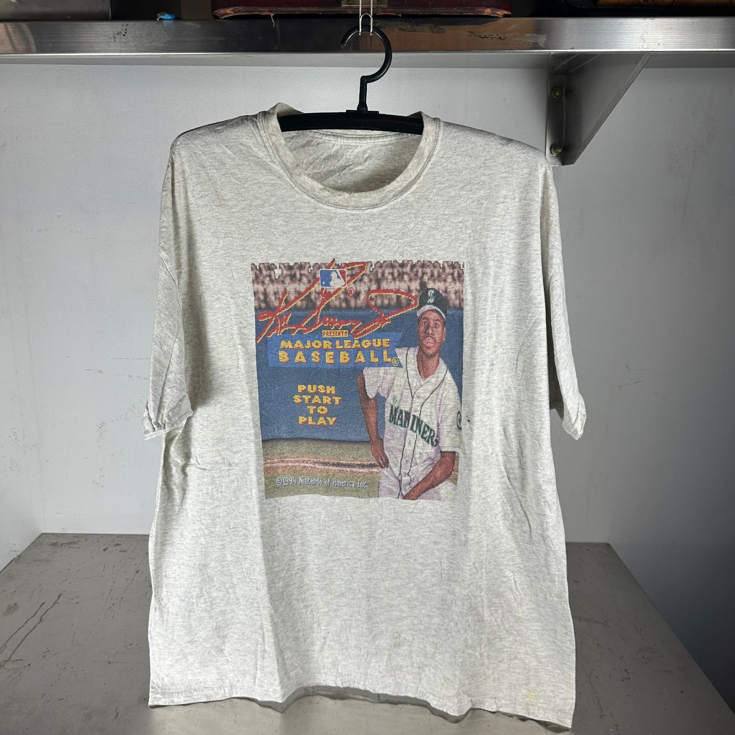 ​​​Vintage 1994 Ken Griffey JR Nintendo MLB Video Game Promo XL T-shirt