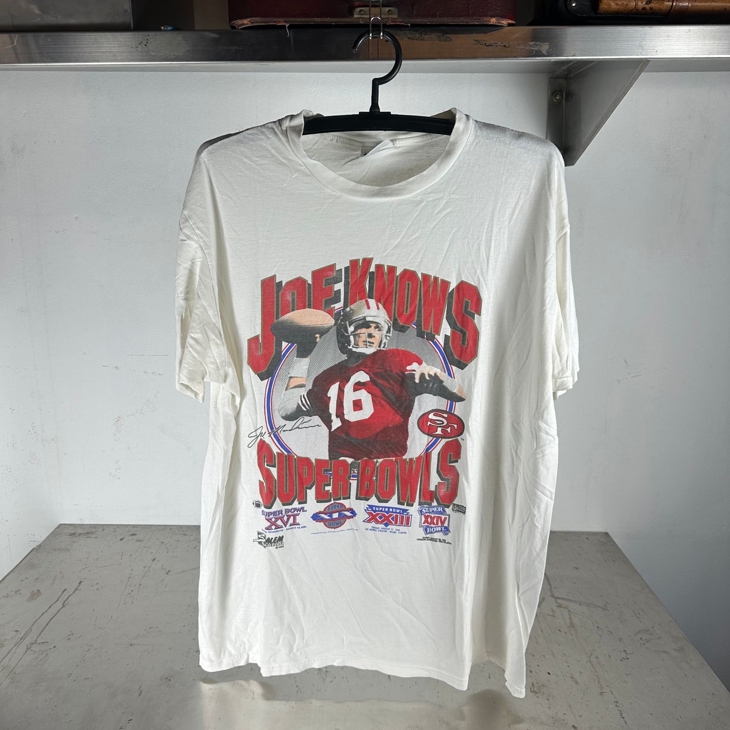 ​​Vintage 1990 Joe Montana San Francisco 49ers NFL Super Bowls T-shirt