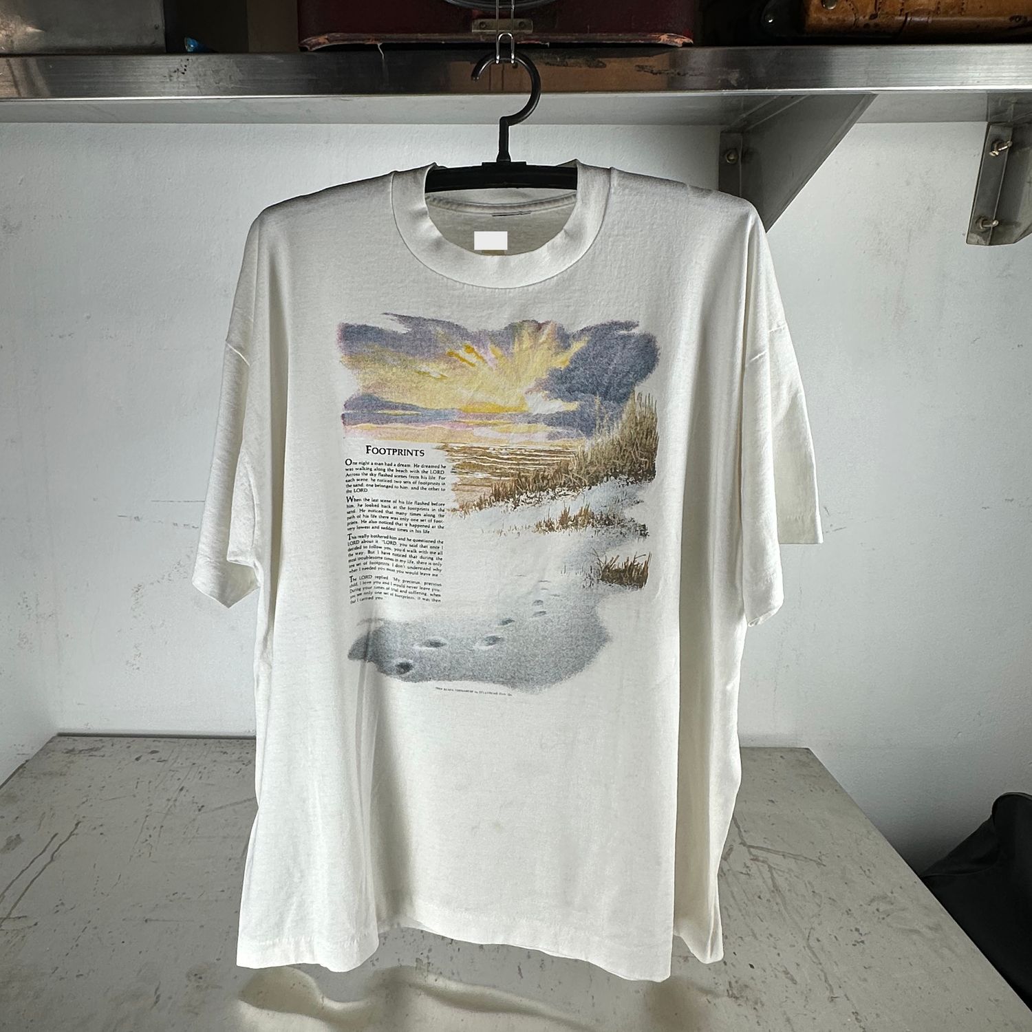 ​​Vintage 1989 Footprints Dreamed With The Lord Religion Artwork T-shirt