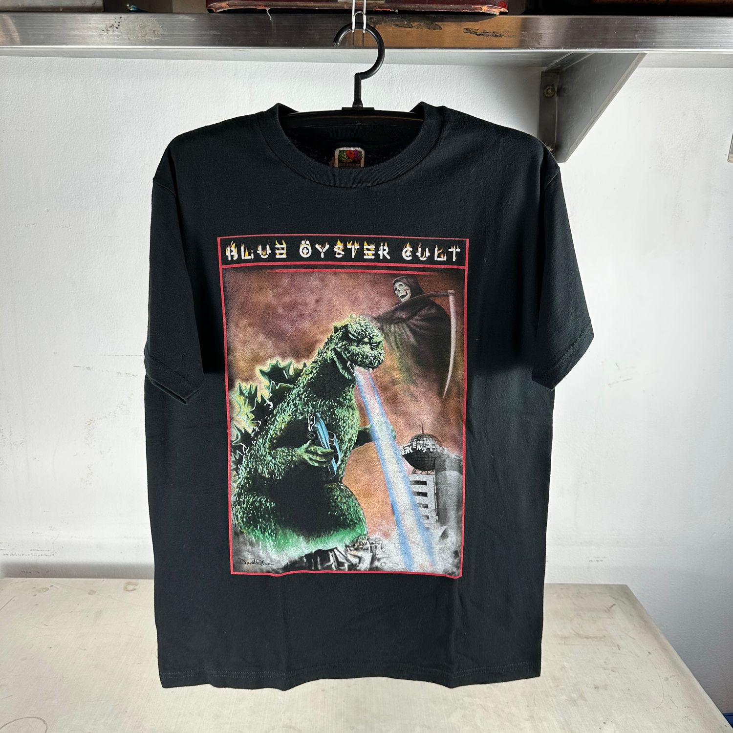 ​​Vintage 90s Blue Oyster Cult Reaper Godzilla Rock Band Graphic T-shirt