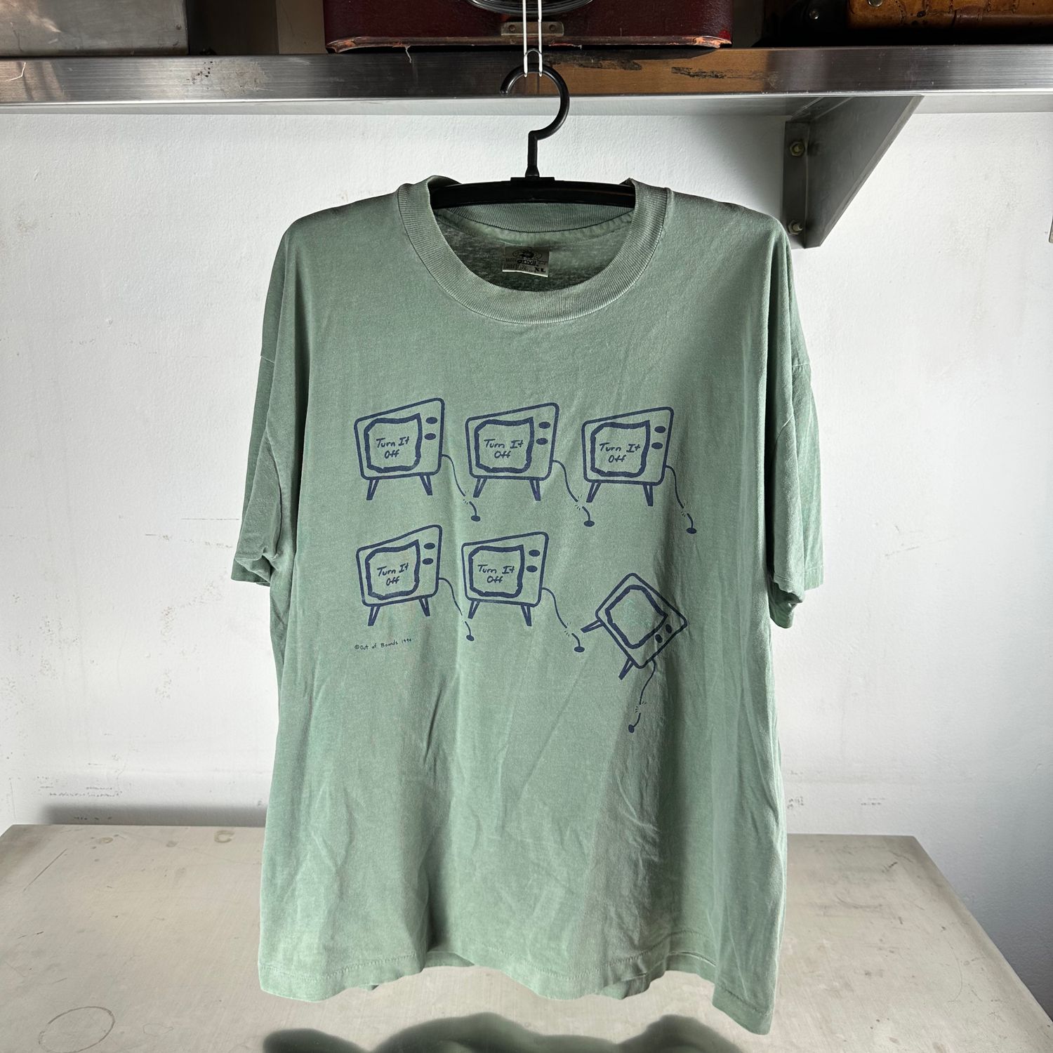 ​​Vintage 1994 Out Of Bounds Turn It Off TV Artwork Graphic T-shirt