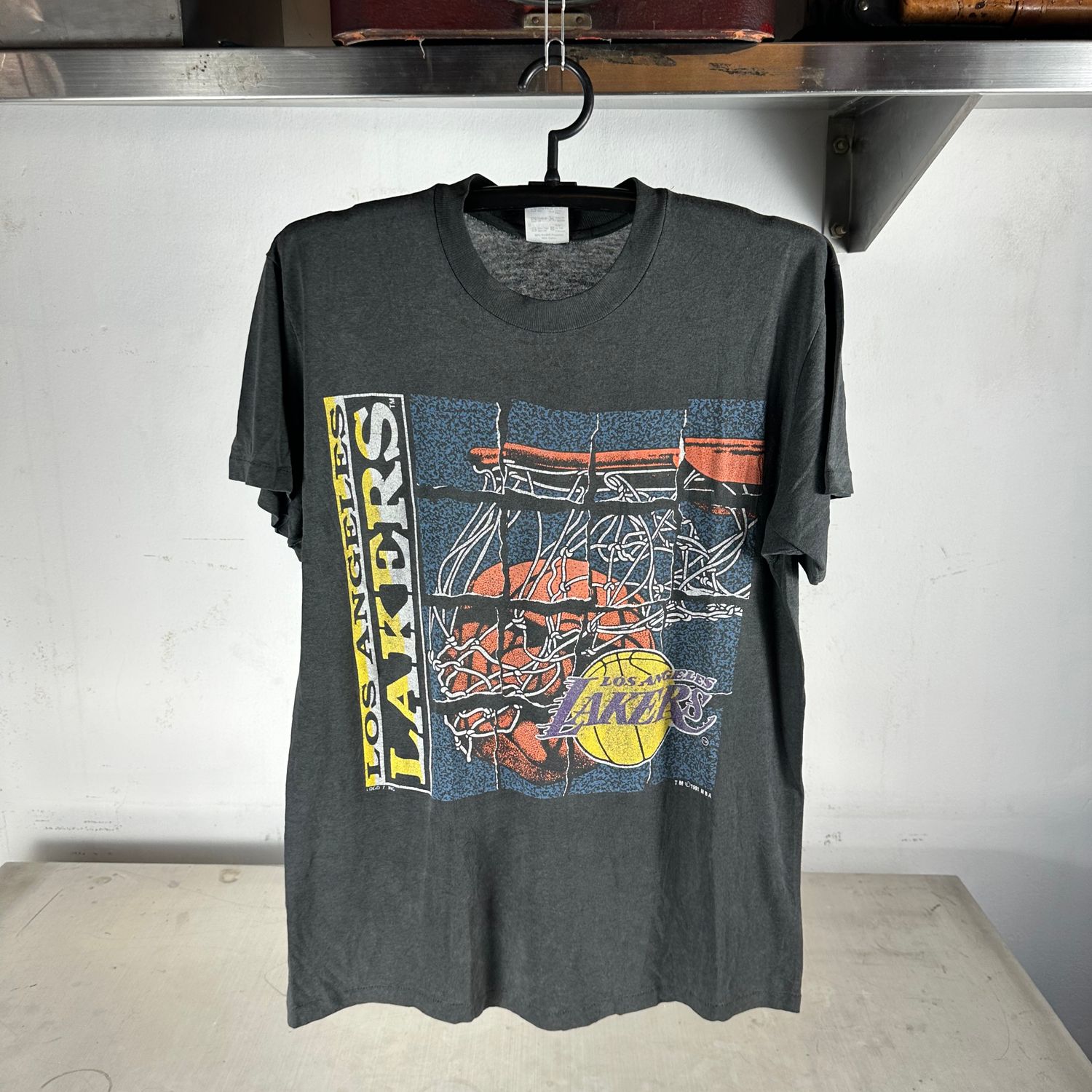 ​​Vintage 1991 Los Angeles Lakers NBA Double Sided Graphic T-shirt