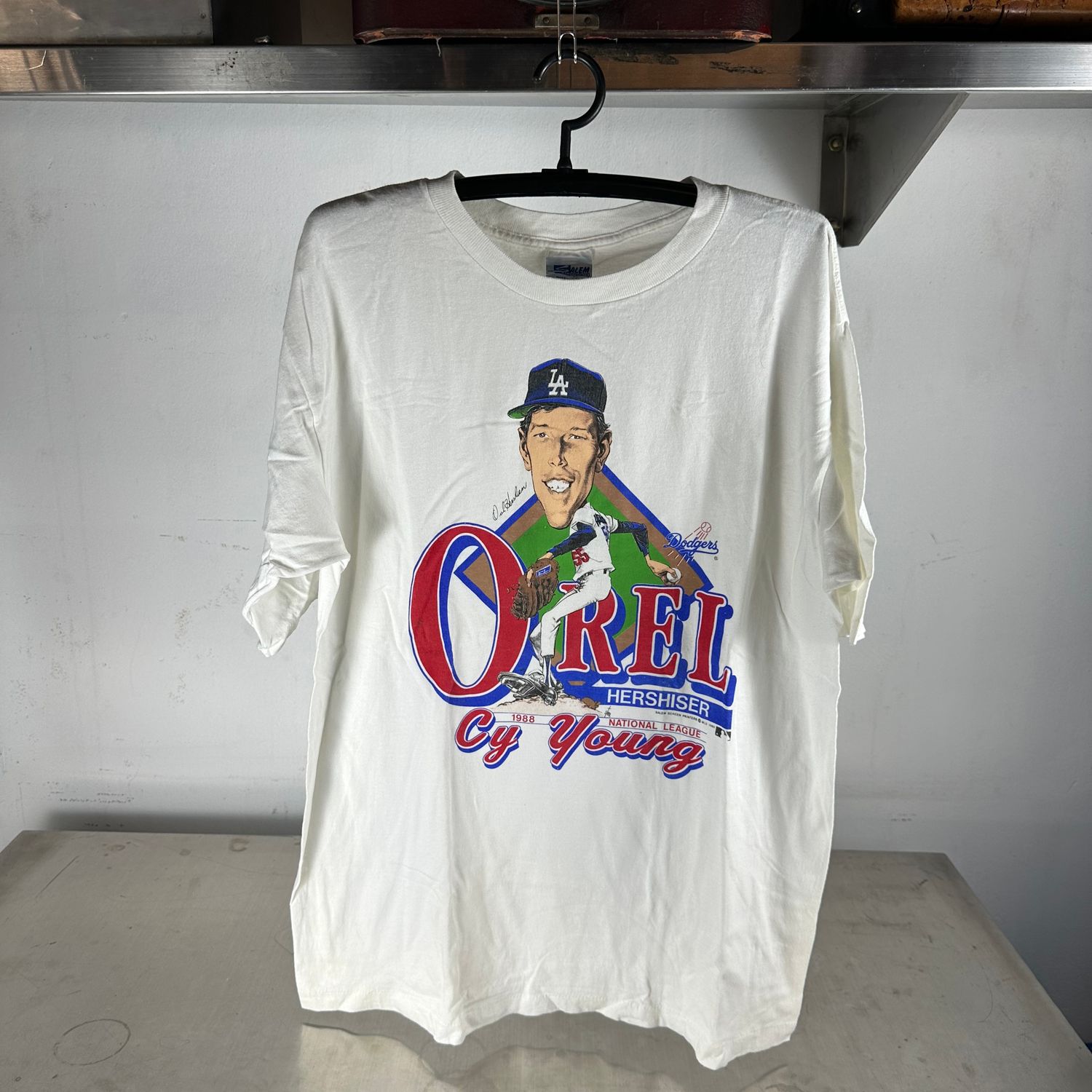 ​Vintage 1989 Orel Herschel Los Angeles Dodgers MLB Caricature T-shirt