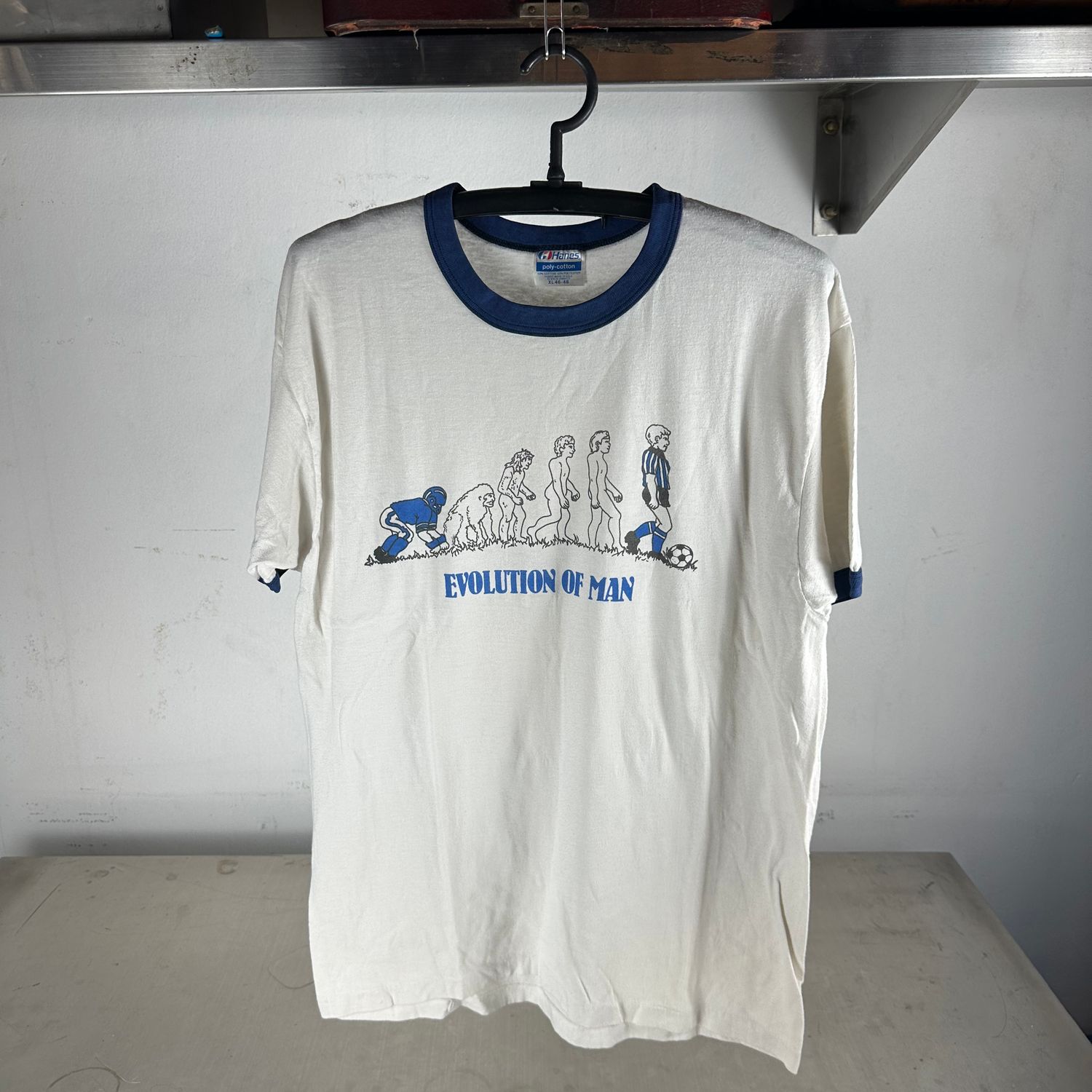 ​Vintage 80s/90s Evolution Of Man Soccer Graphic Ringer T-Shirt