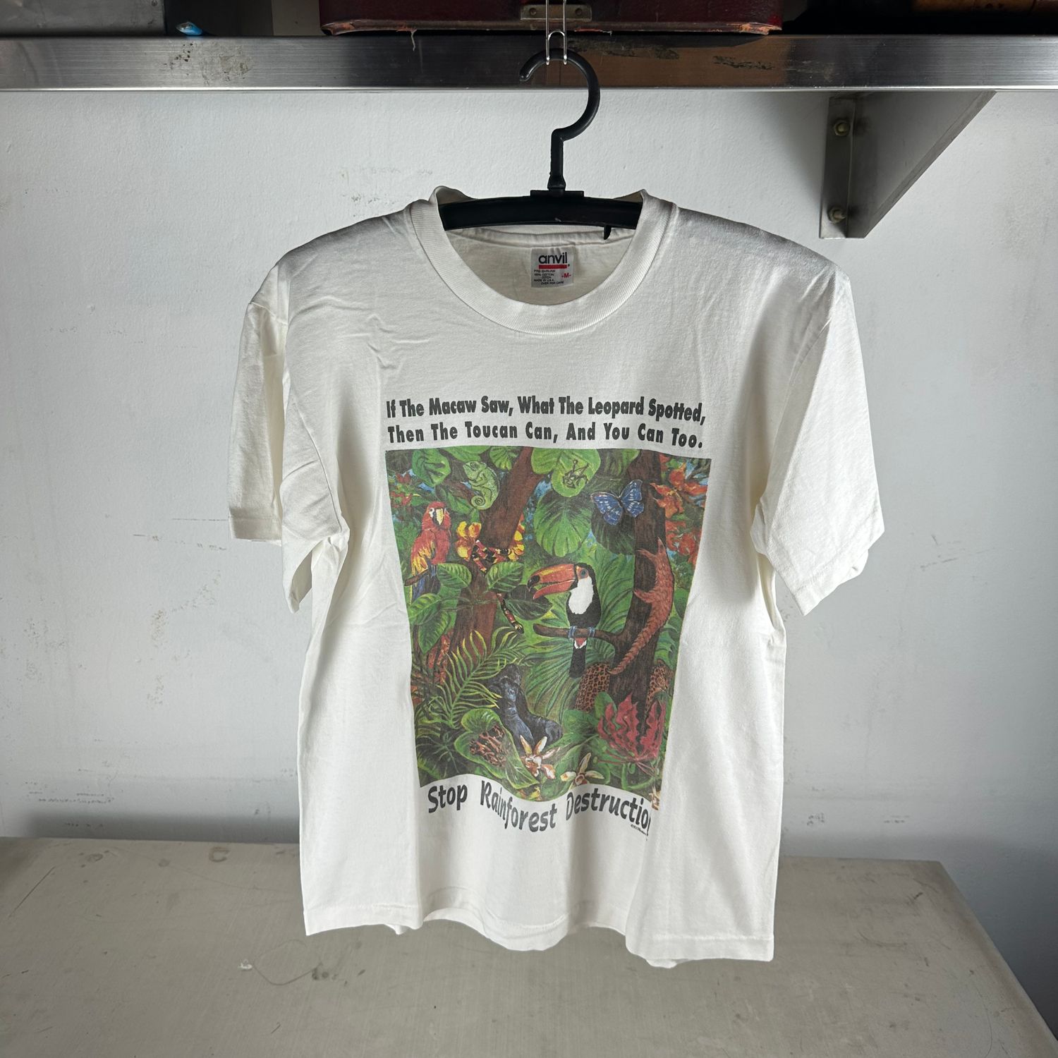 ​Vintage 1993 Stop Rainforest Destruction Nature Artwork T-Shirt